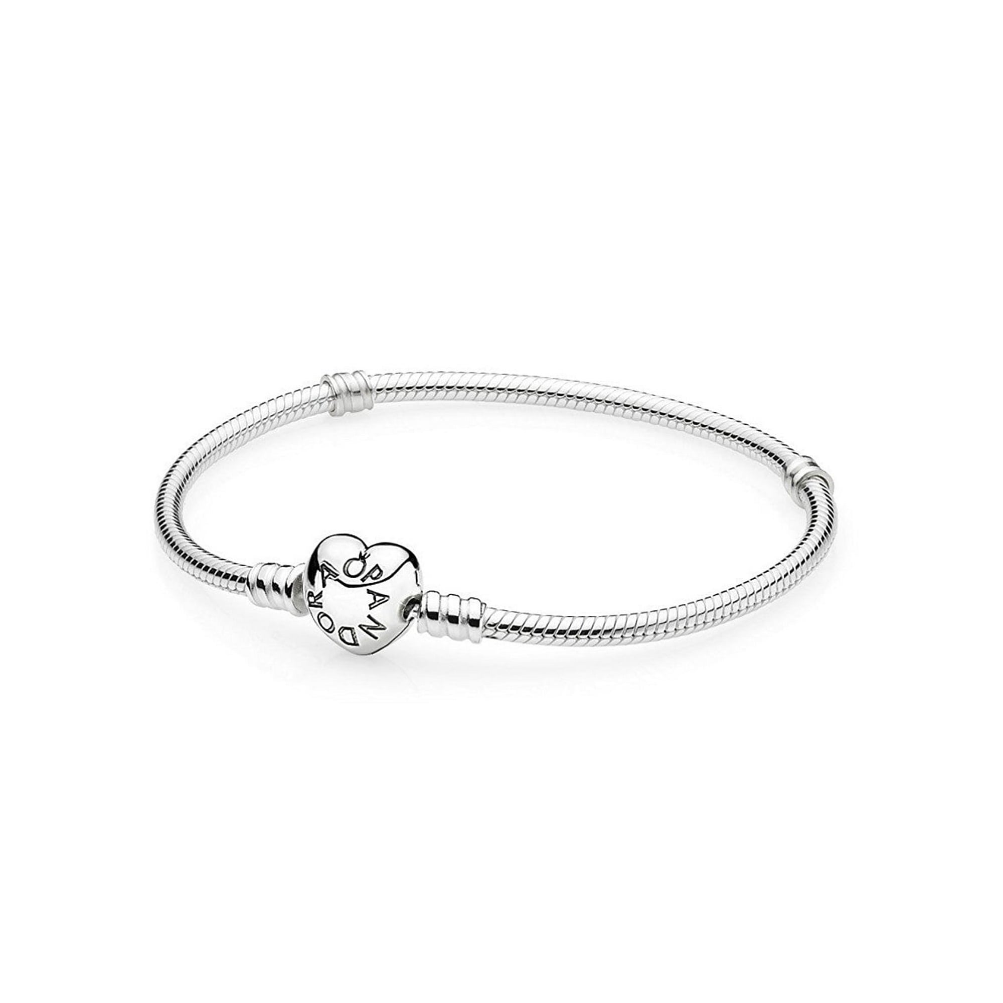 PANDORA Snake Chain Heart Clasp Charm Bracelet in Sterling Silver, 6.3 - Heartshaped Clasp