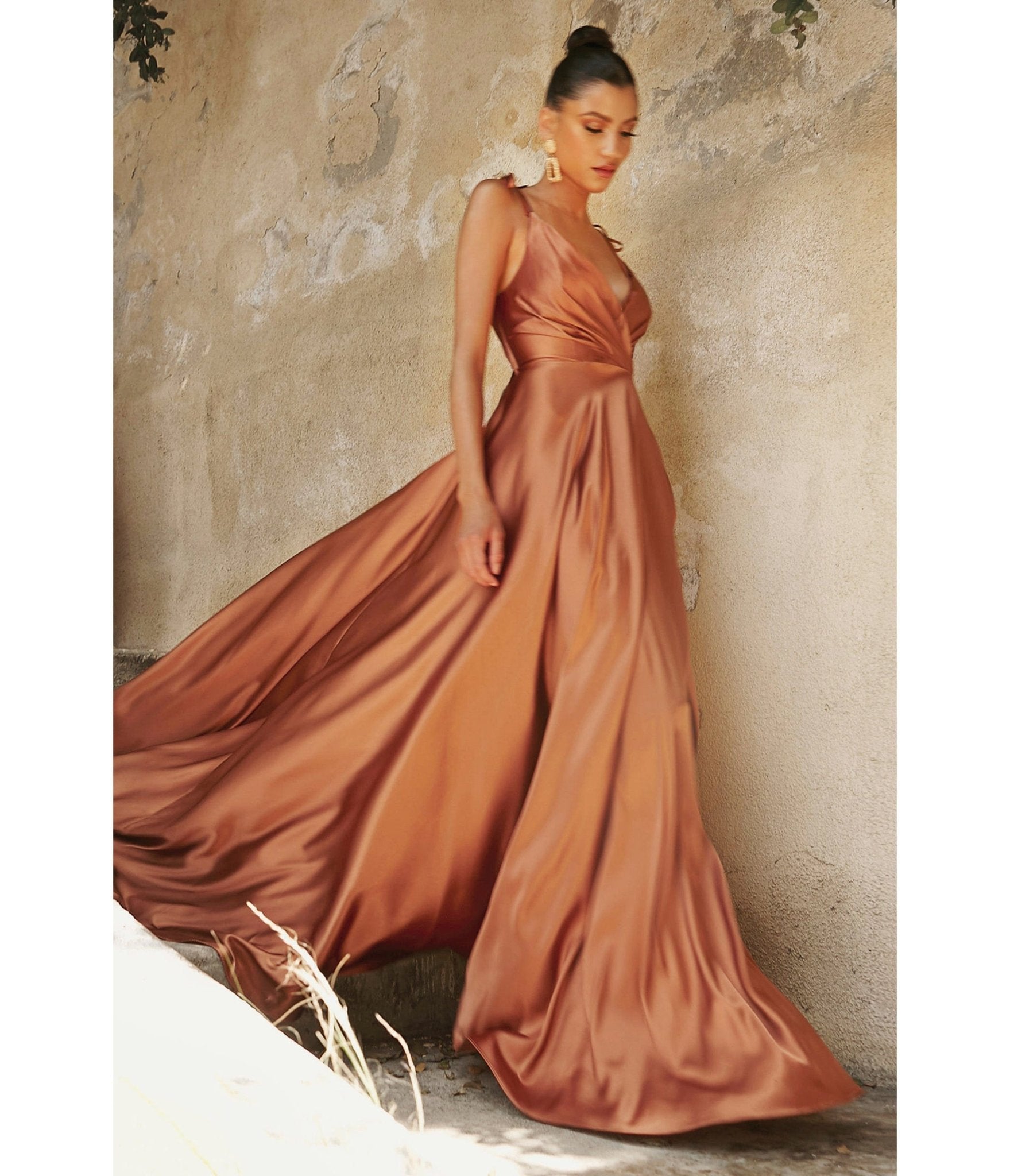 Ladivine by Cinderella Divine Sienna Flowy Satin A-Line Bridesmaid Gown