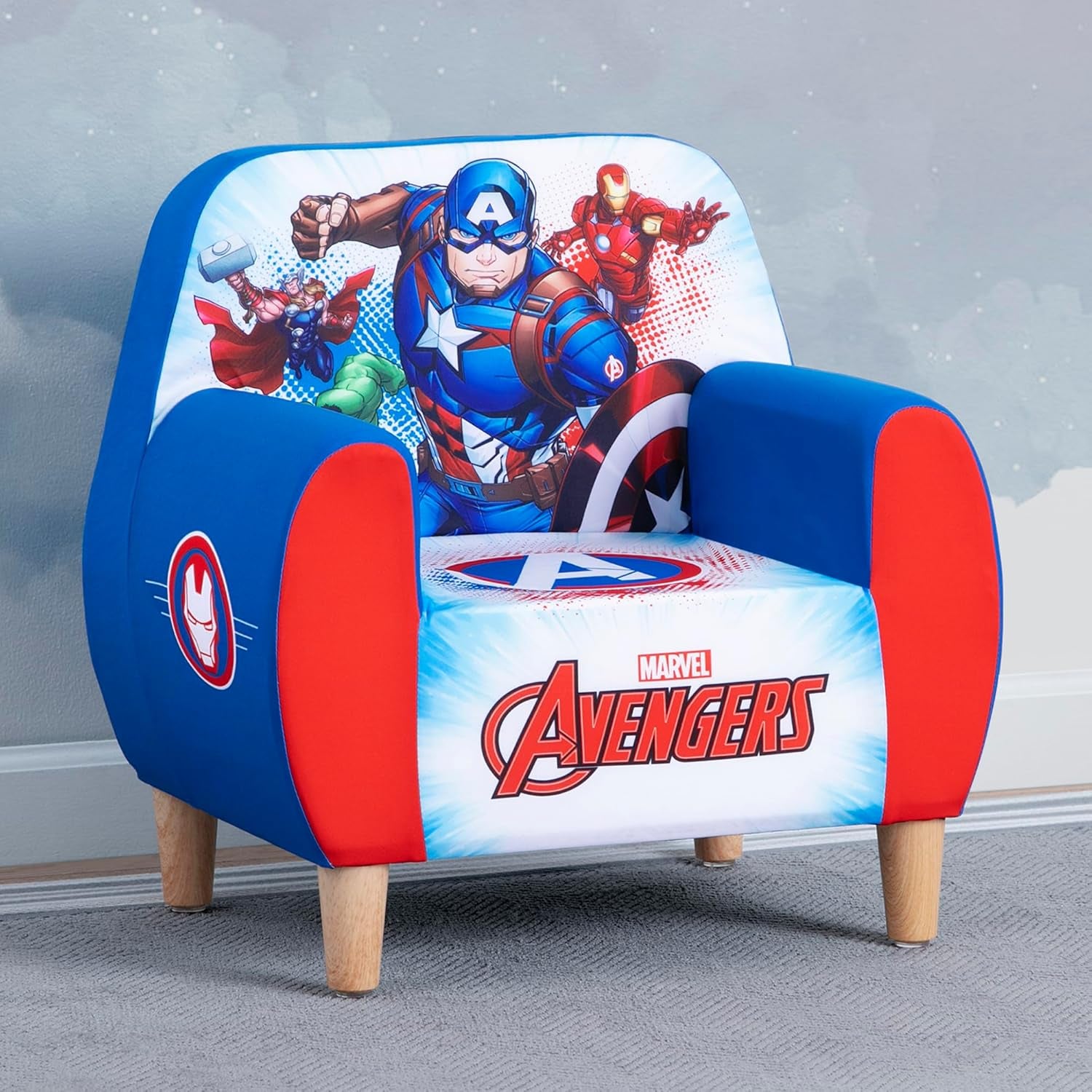 Delta Children UP83780AV-1157 Marvel Avengers Foam Chair for Kids, Blue