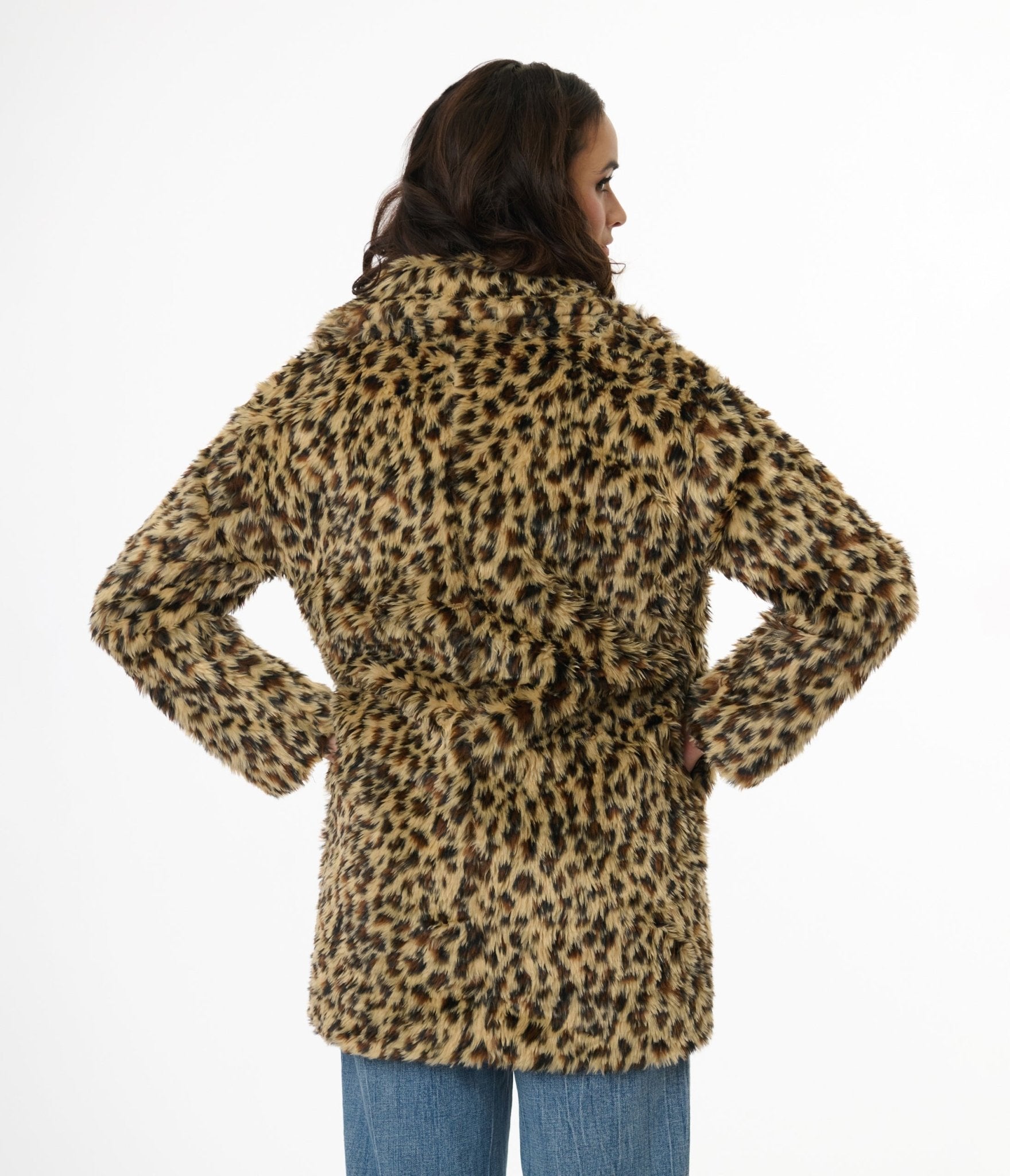 Faux Fur Leopard Print Jacket