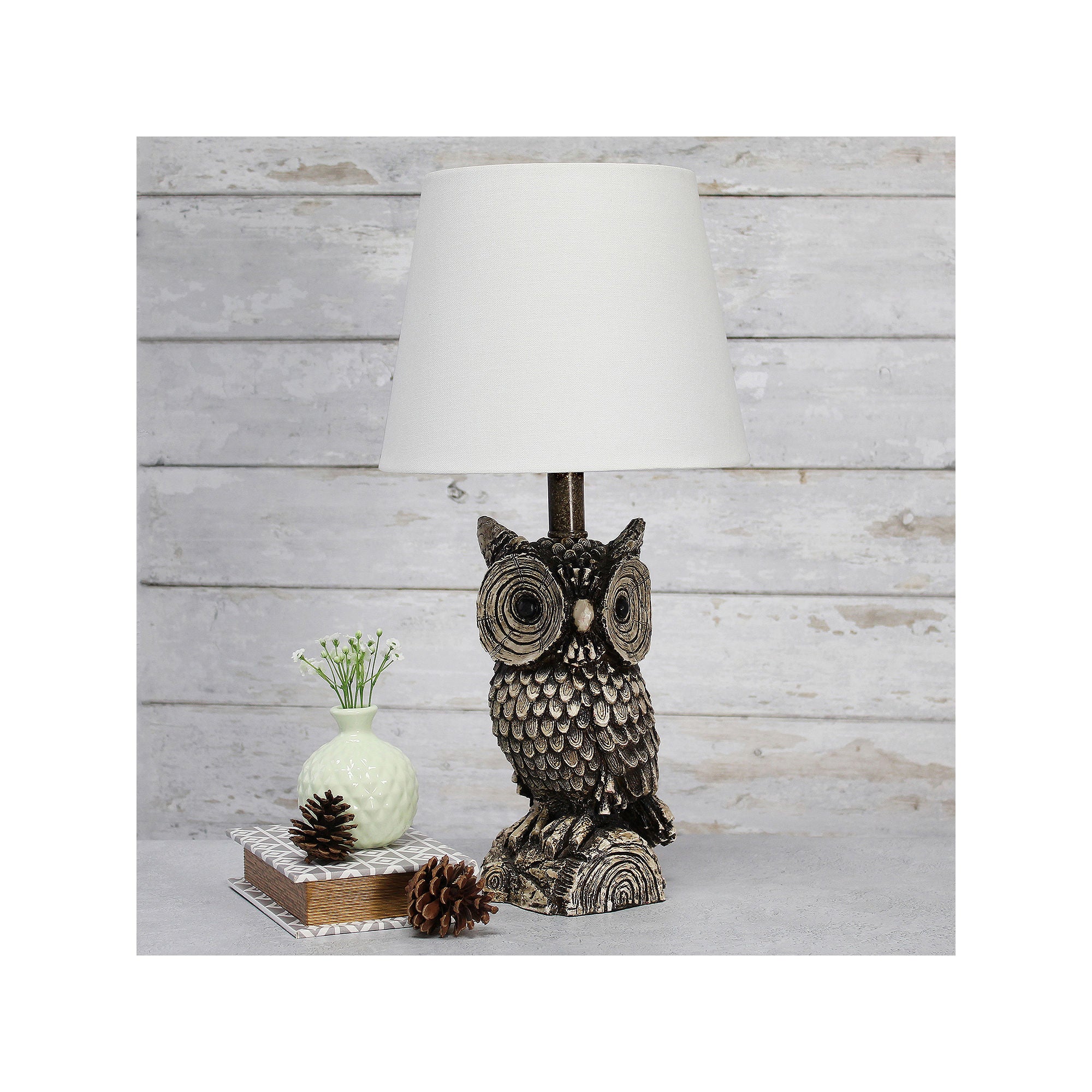 All The Rages Simple Designs Gazing Night Owl Polyresin Table Lamp LT2098-WHT - WHITE ONE SIZE