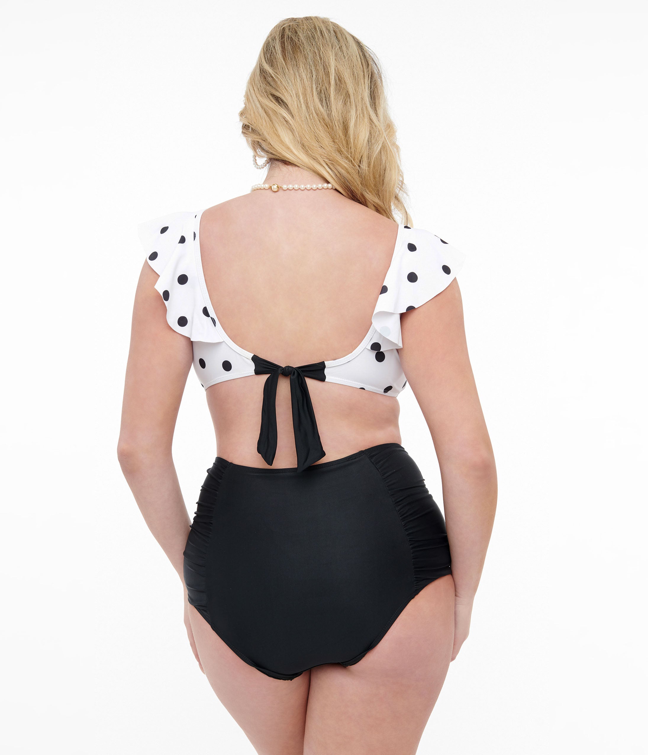 White & Black Polka Dot Swim Set