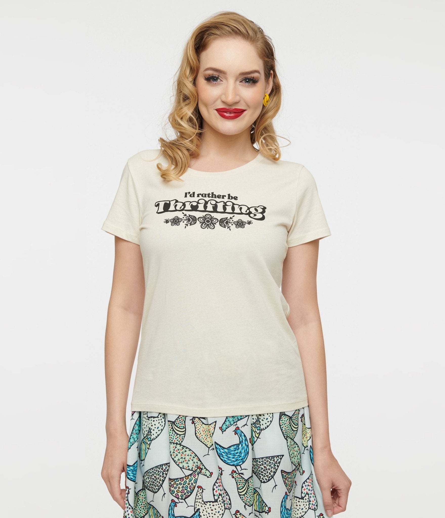 Rather Be Thrifting Fitted Cotton Graphic Tee