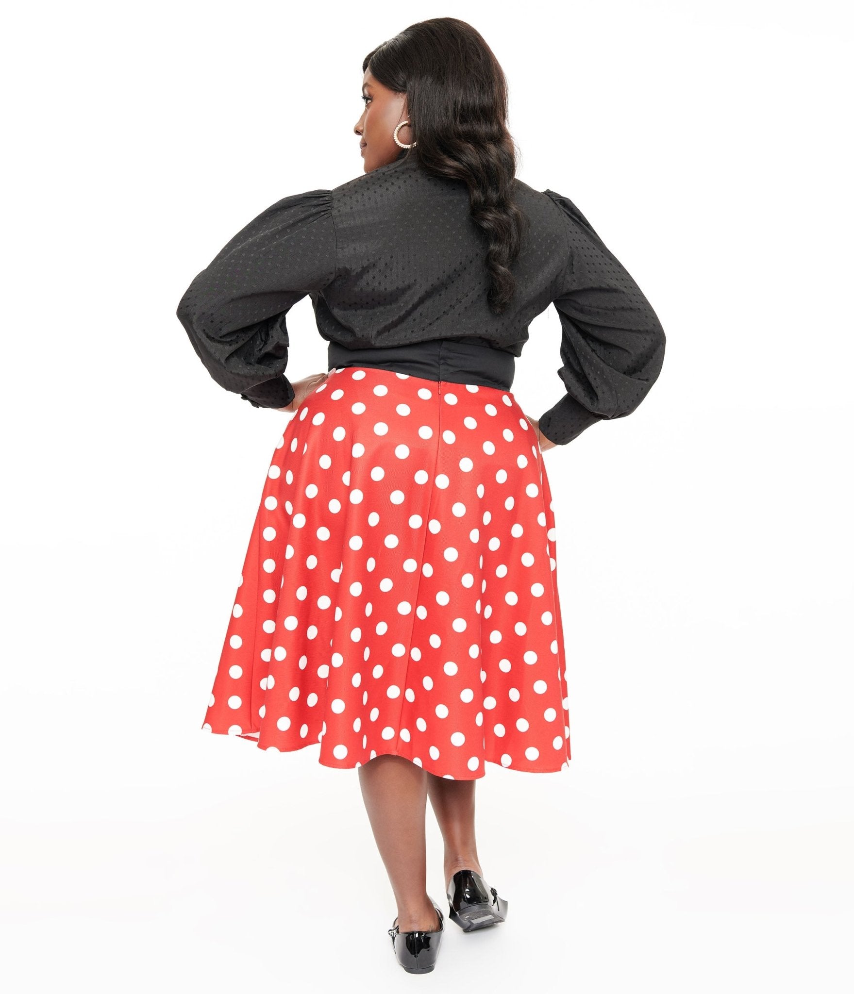 Disney Mickey & Friends Collection by Unique Vintage Plus Size Red & White Polka Dot Mickey Mouse Vivien Swing Skirt