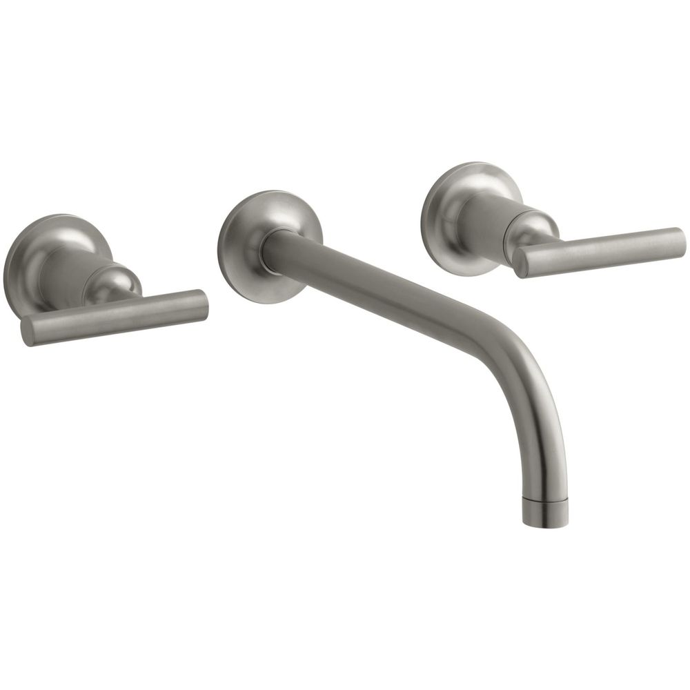 Purist Wall-Mount 2-Handle Low-Arc Faucet Trim in Vibrant Brushed Nickel (Valve Not Included)