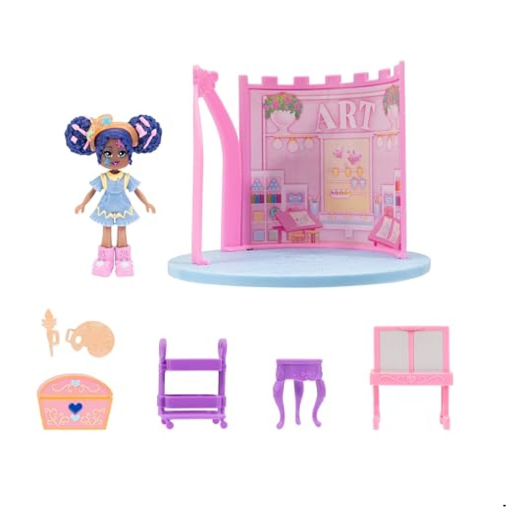 Jazwares LLC RYH0057 Royale High Art Class Playset - 1 Doll, 6 Accessories - 1 Surprise Water Reveal - Fits Inside Castle Playset - Virtual Item Code Included - Ages 5+