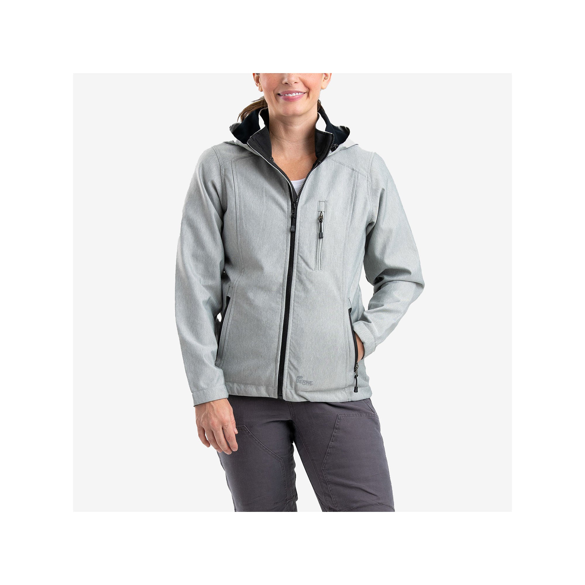 Berne Hooded Softshell Jacket for Ladies - Grey - 3XL