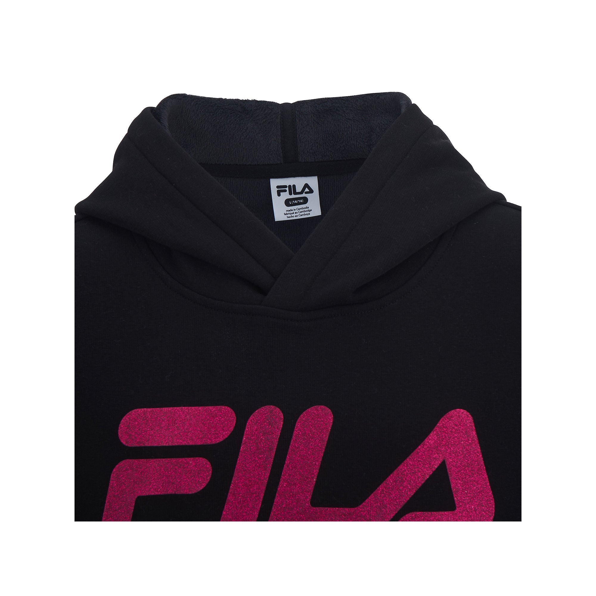 Fila Big Girls Fleece Hoodie - Black Medium (10-12)