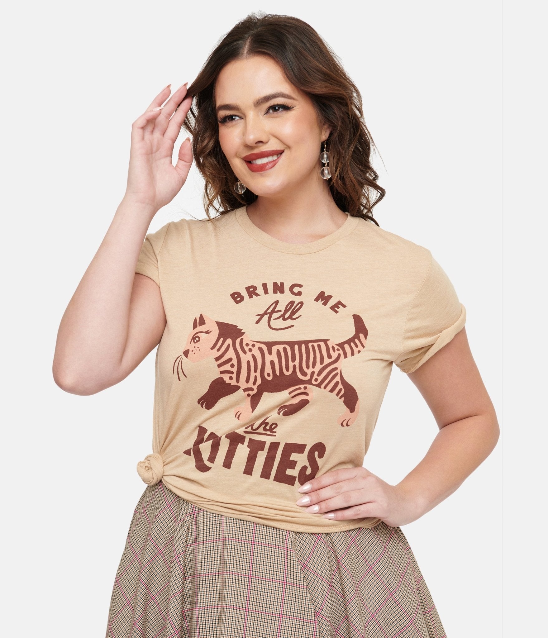 Tan Bring Me All The Kitties Graphic Tee