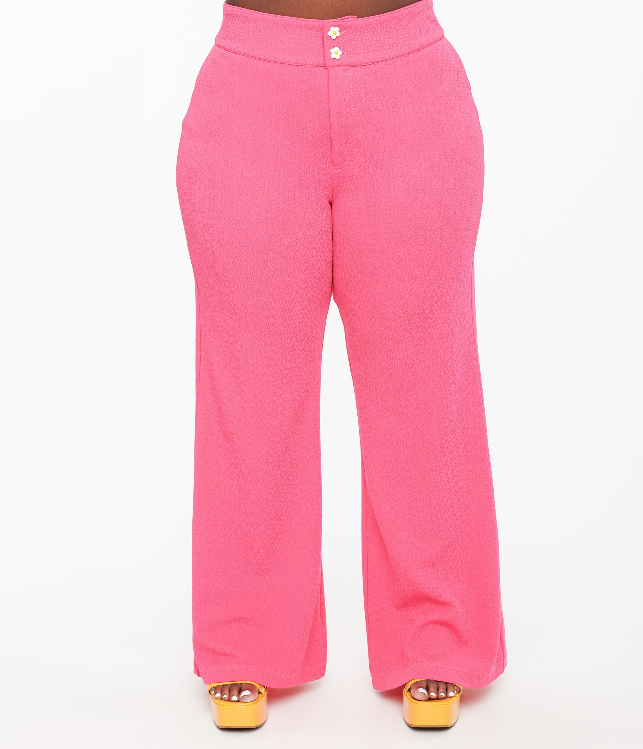 Smak Parlour Plus Size 1960s Hot Pink High Waist Flare Pants