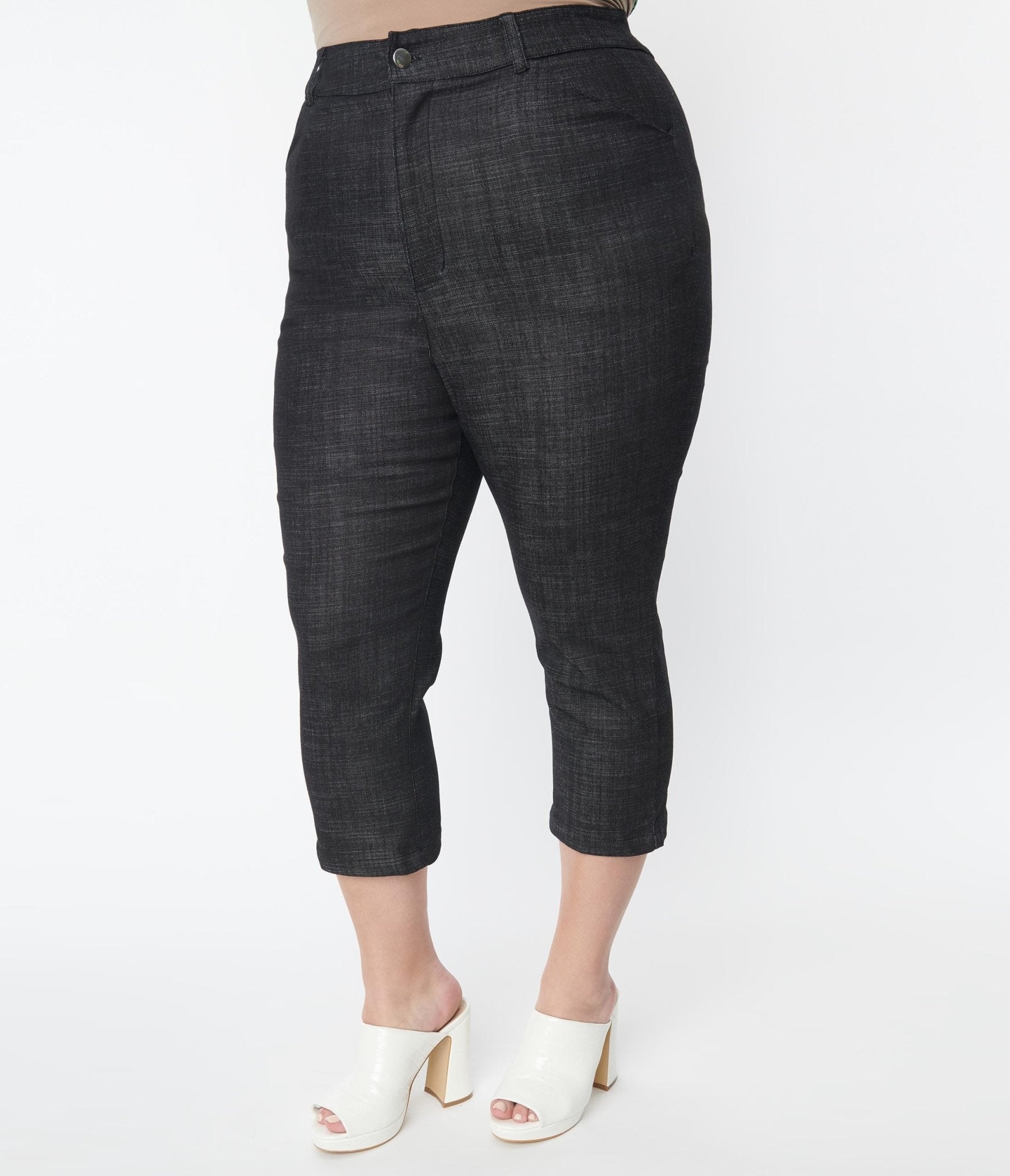 Smak Parlour Plus Size Black Denim Capris