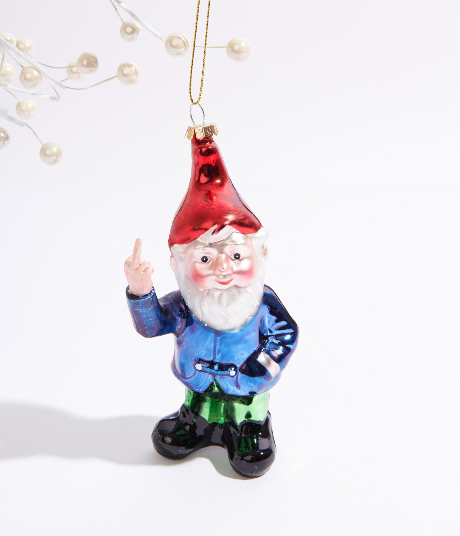 Cody Foster Naughty Gnome Glass Ornament