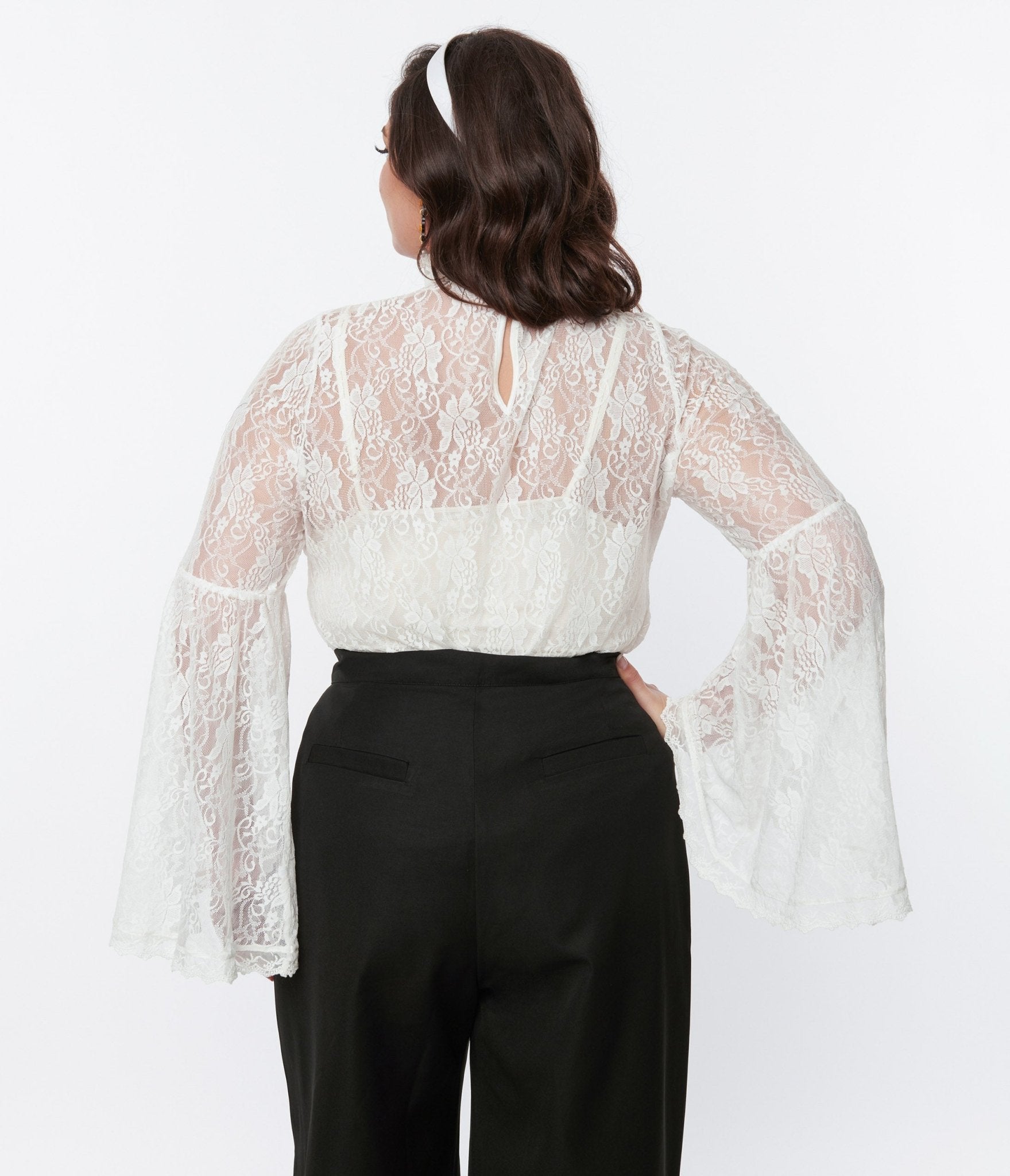 Smak Parlour White Lace Bell Sleeve Blouse