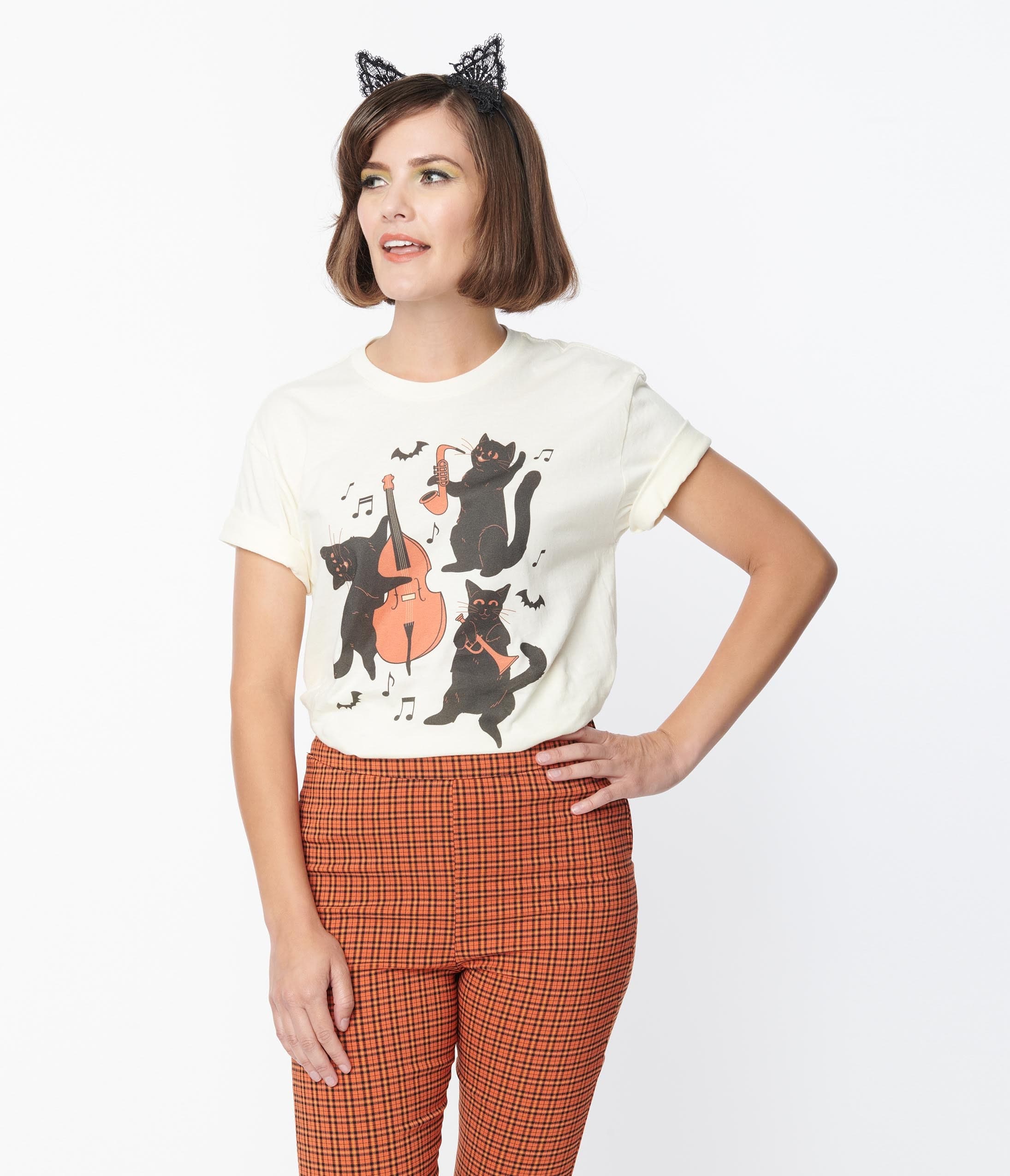 Cream Jazz Cats Unisex Graphic Tee