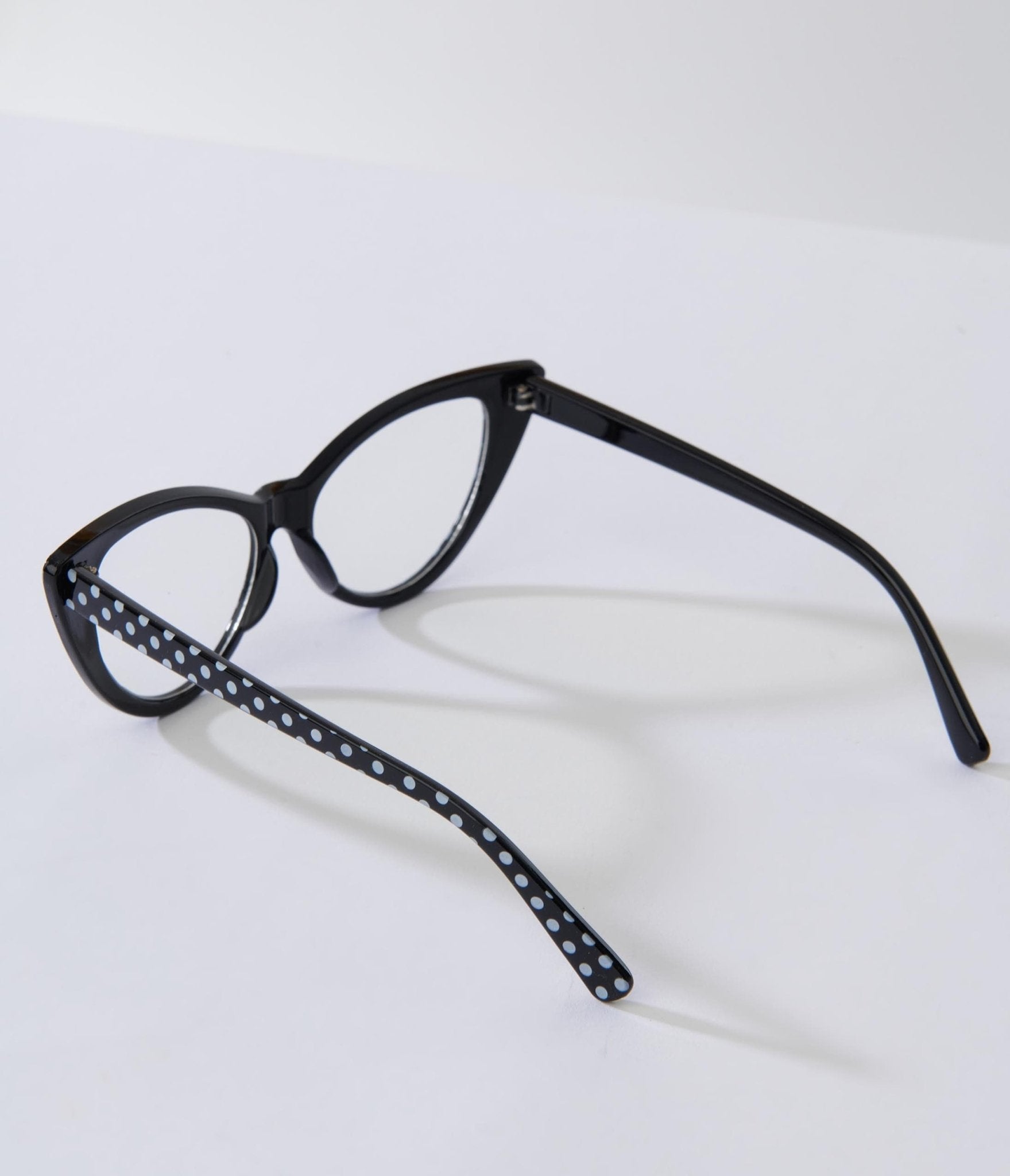 Black & White Polka Dot Cat Eye Glasses