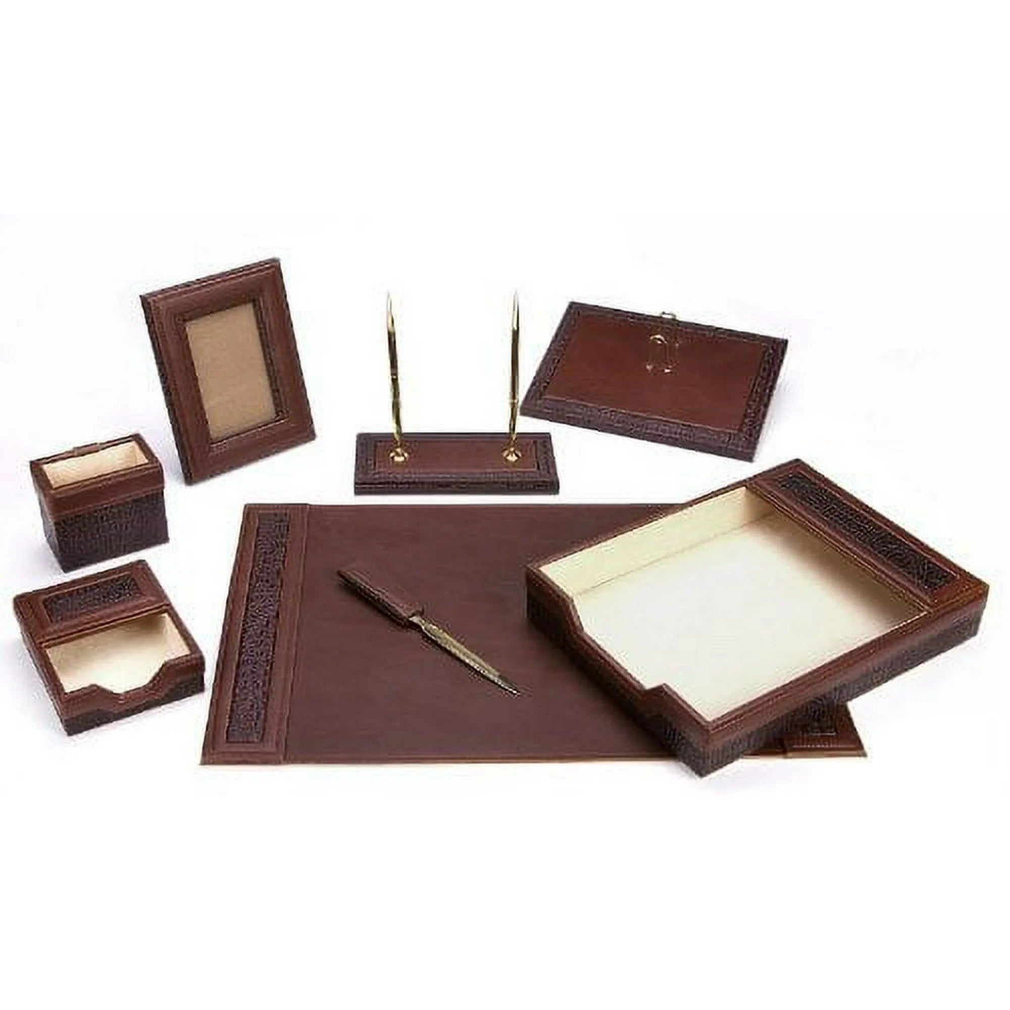 Majestic Goods W940 Brown Eco-Friendly 8-piece Leather Desk Set