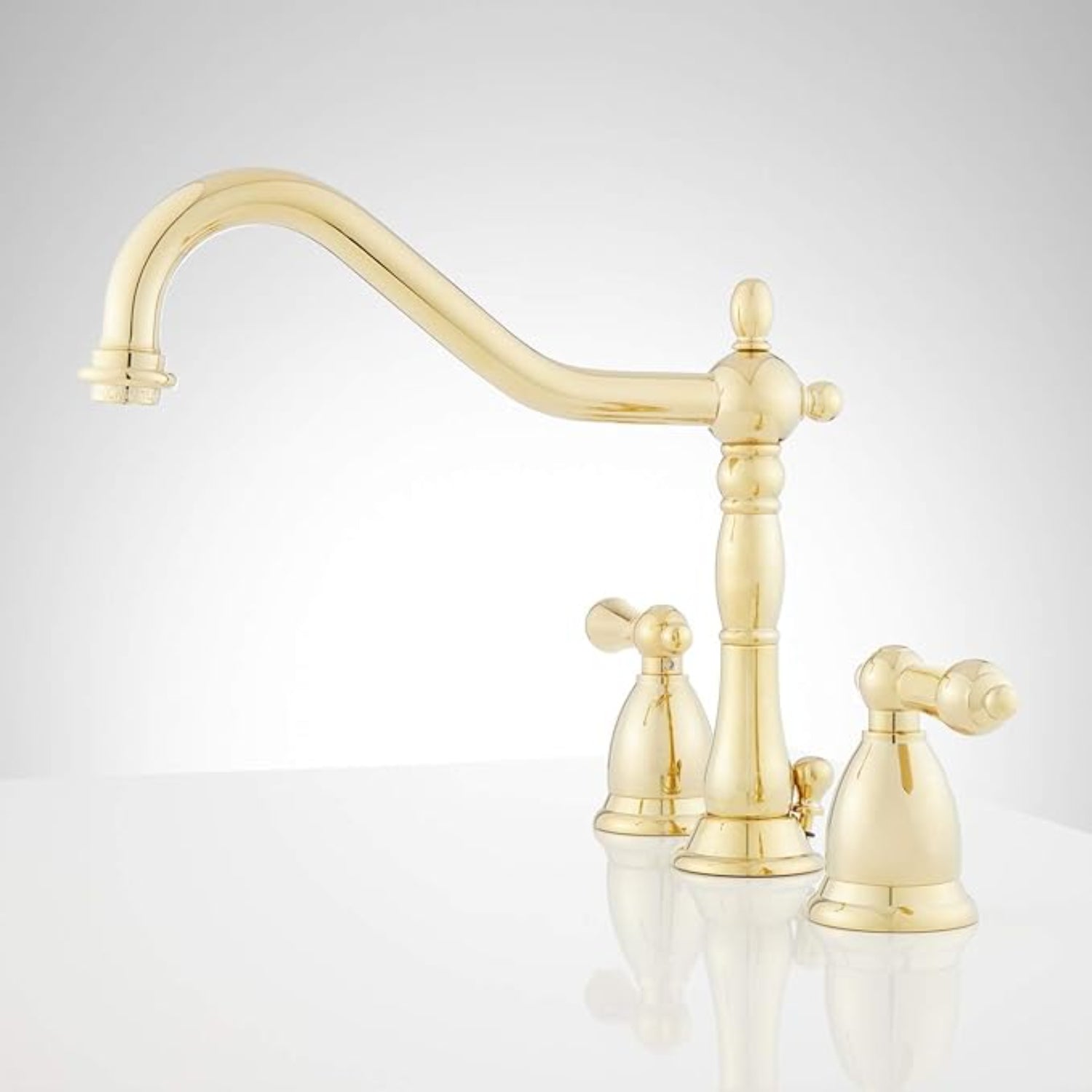 Signature Hardware 434670 Victorian Widespread Bathroom Faucet with Metal Lever Handles and Pop-Up Drain Assembly