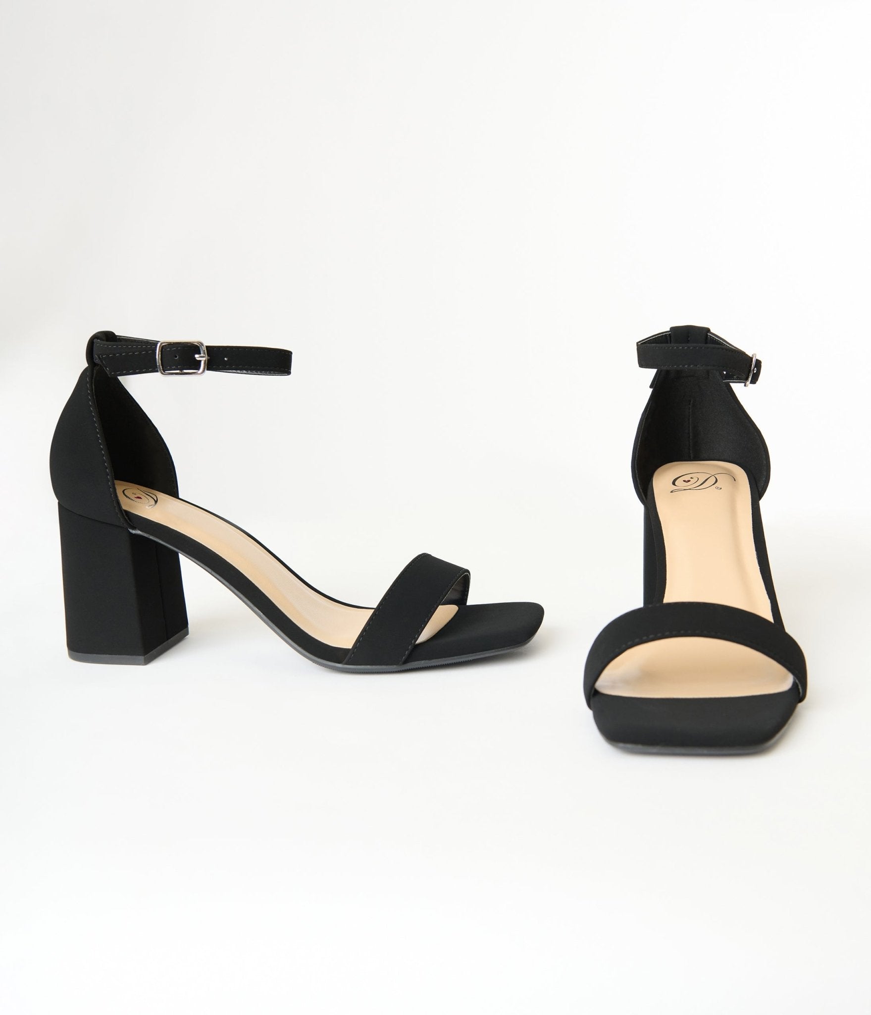 Black Suede Heeled Sandals