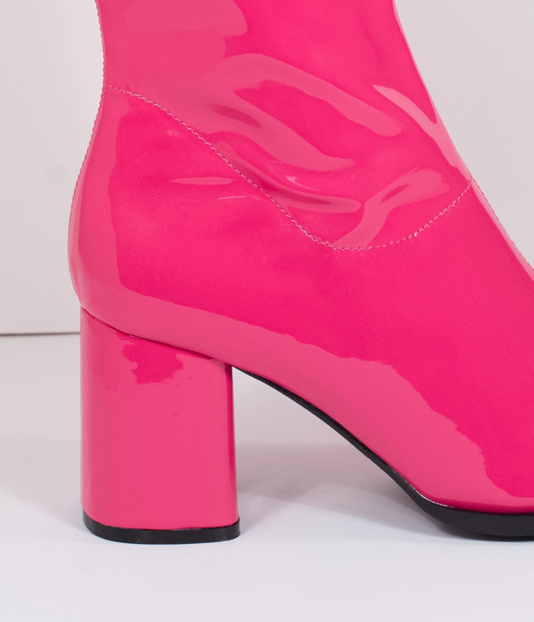 Hot Pink Patent Leatherette Knee High Go Go Boots