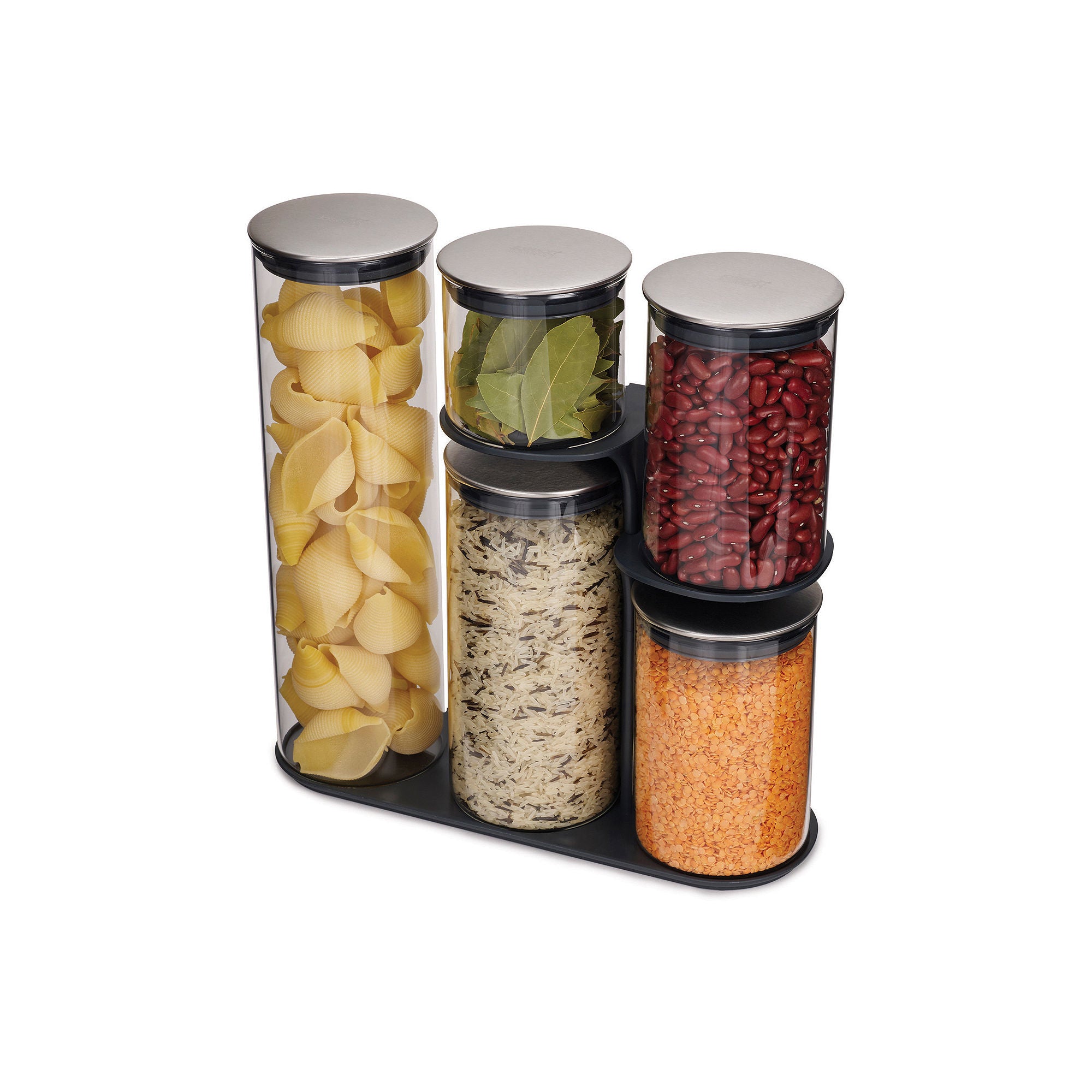 Podium 100 5-piece Glass Storage Jar Set with Stand