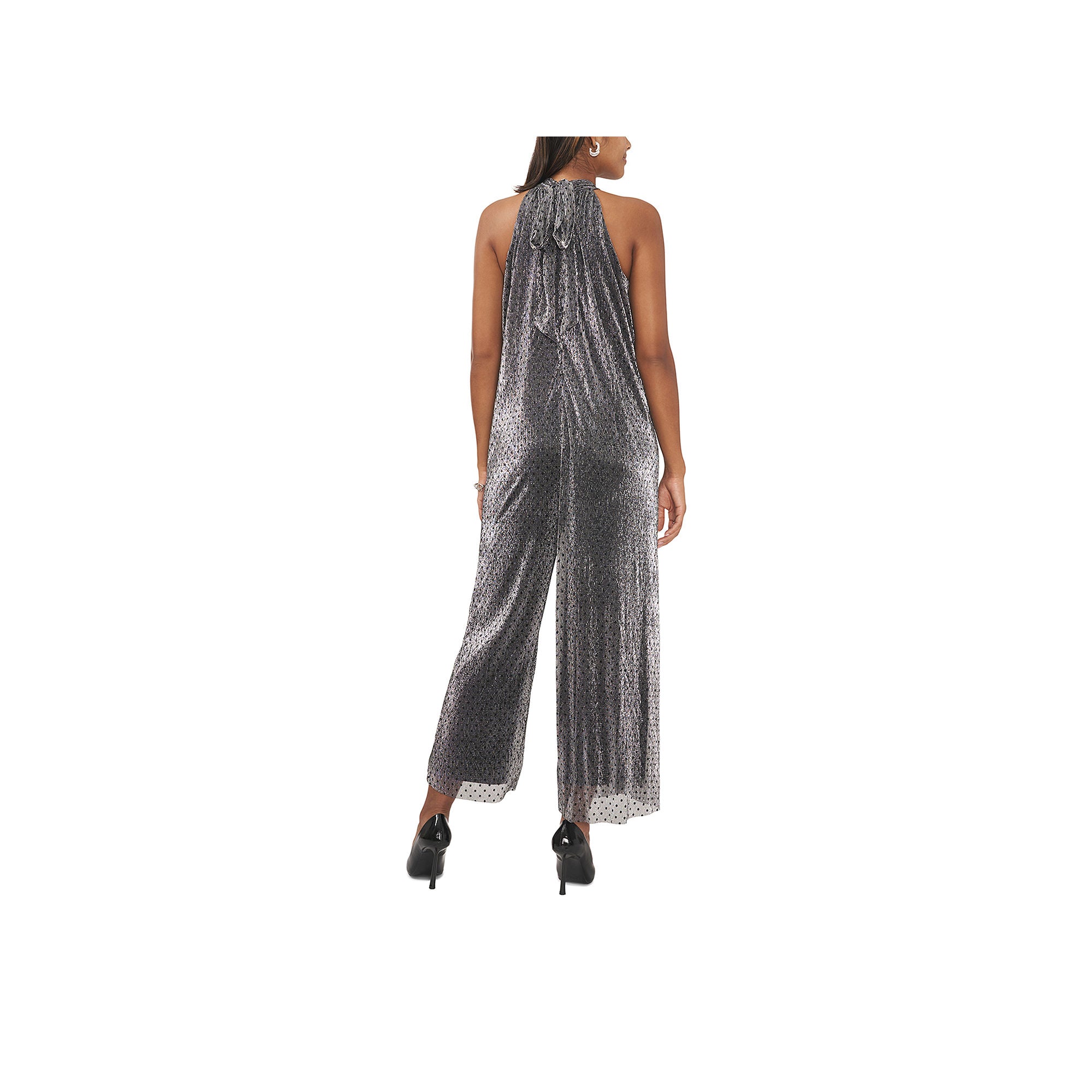 Msk Sleeveless Metallic Jumpsuit - BLACK GOLD X-SMALL