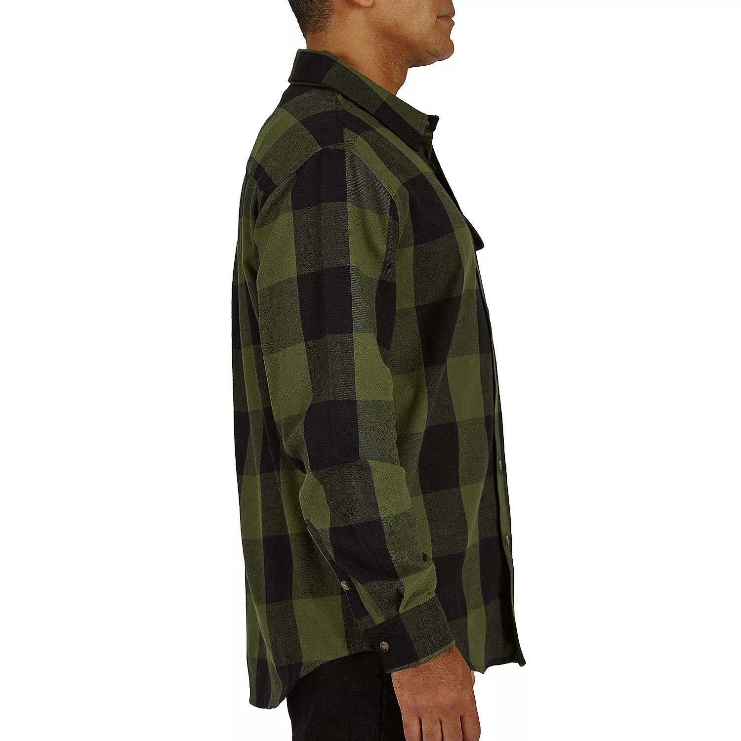 Smiths Workwear SFF566B-OB-L Mens Regular Fit Long Sleeve Flannel Shirt, Large, Olive / Black 503