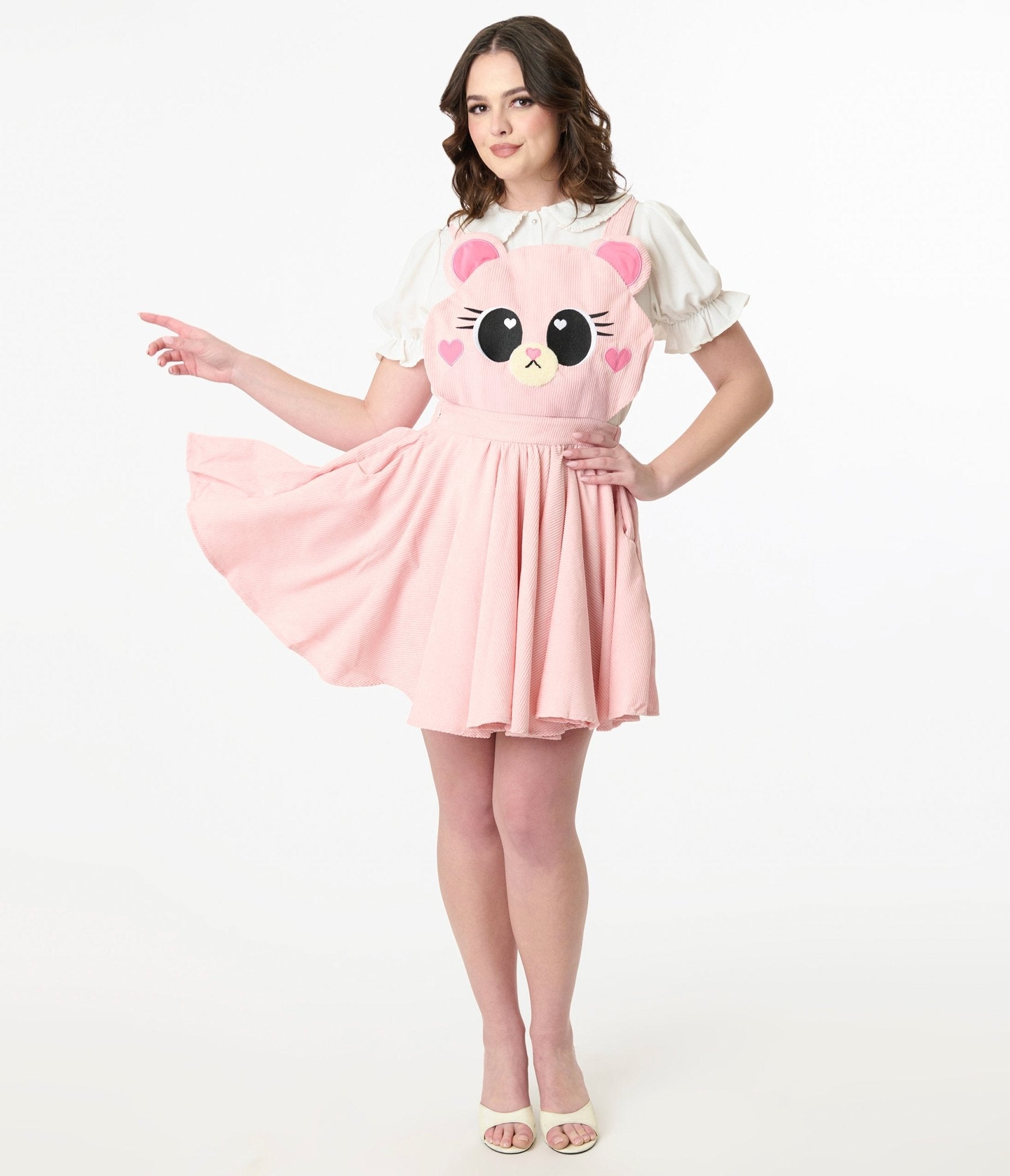 Miss Candyholic Pink Bear Corduroy Pinafore