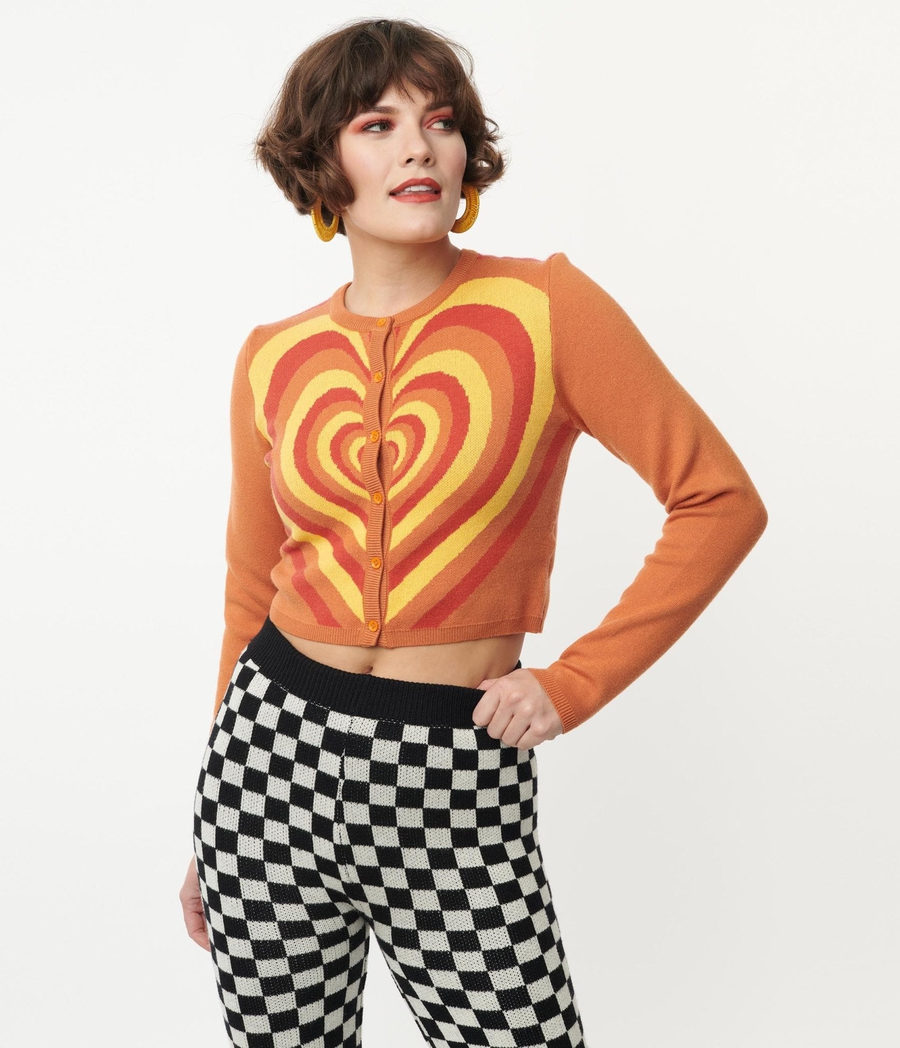 Orange Heart Stripe Cardigan