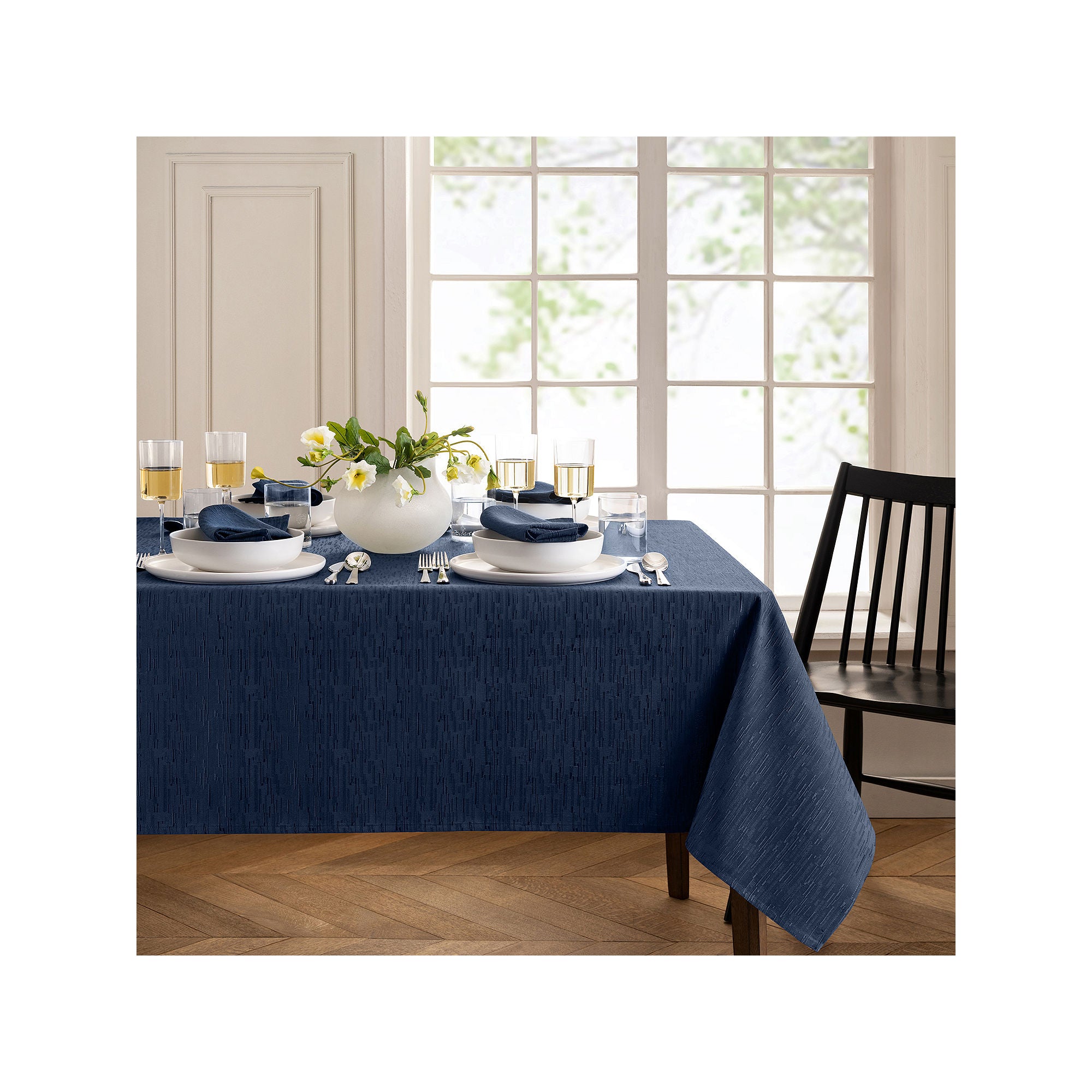 Elrene Home Fashions Water & Stain Resistant Continental Tablecloth - NAVY ONE SIZE