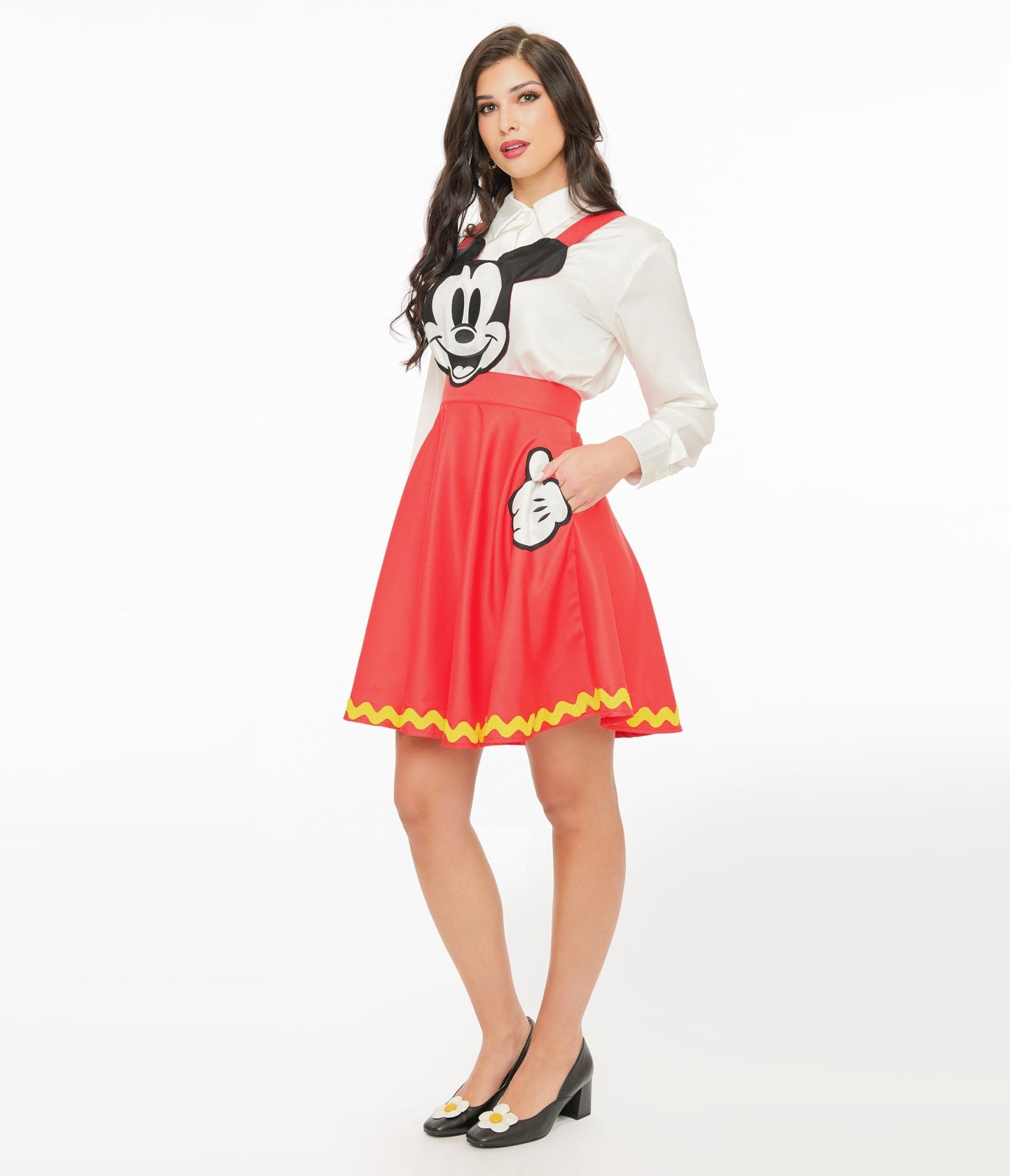 Disney Mickey & Friends Collection by Unique Vintage Red Mickey Face Pinafore