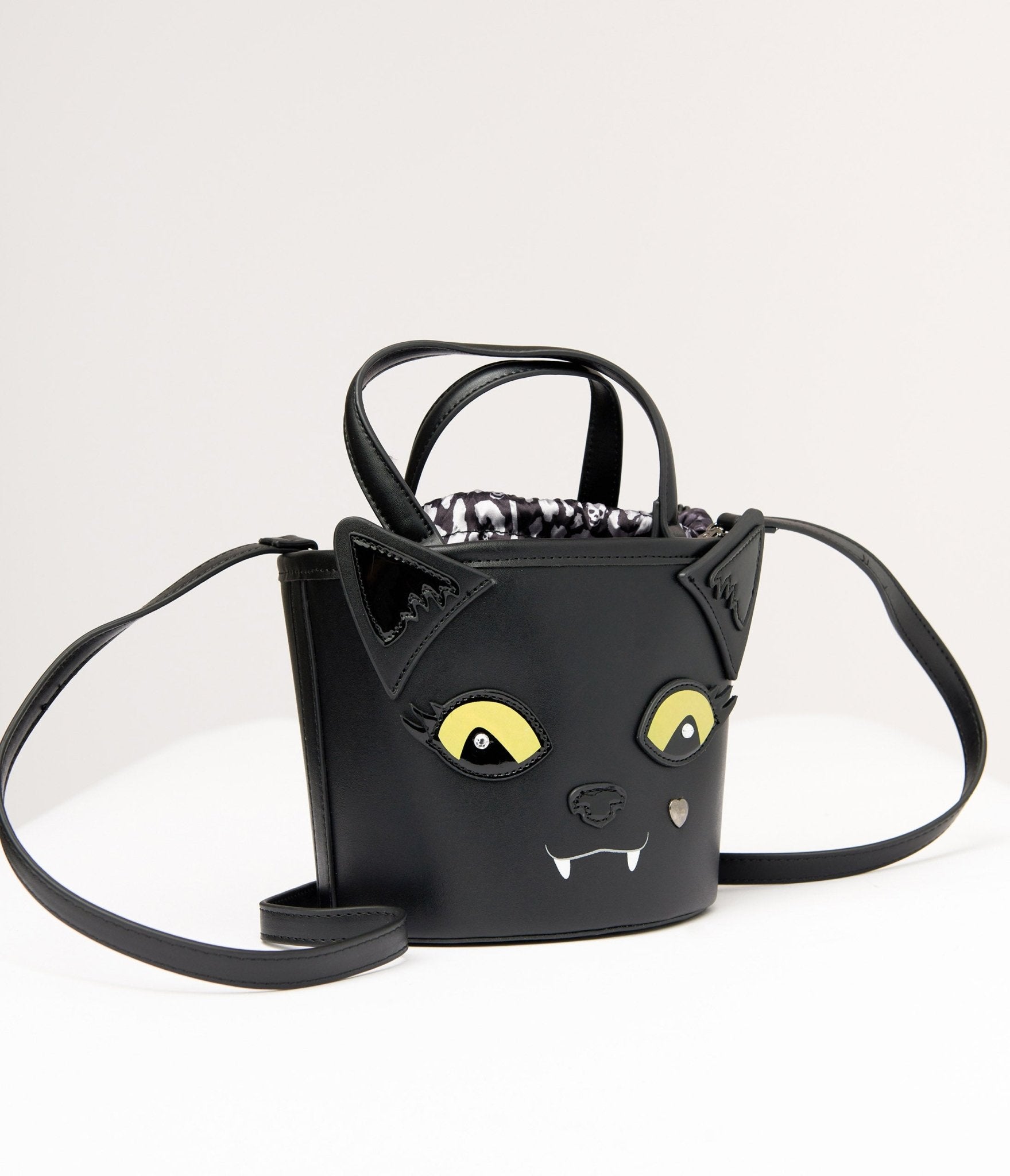 Betsey Johnson Black Gimmie Candy Cat Bucket Bag