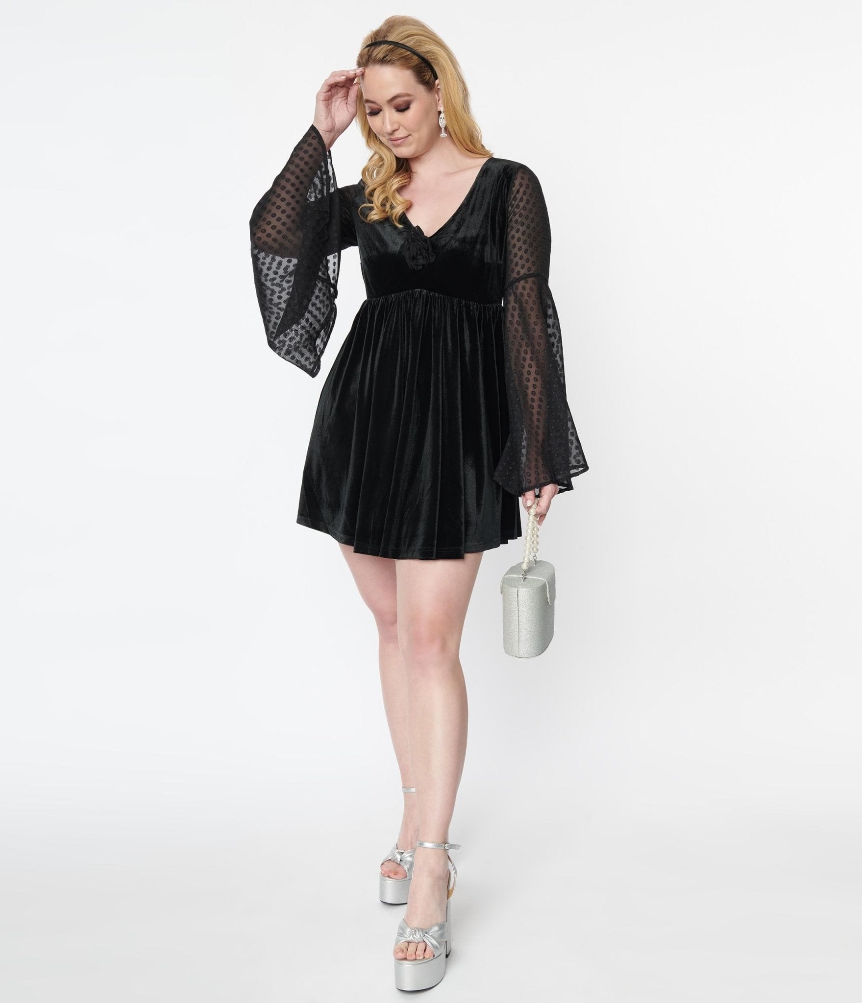 Smak Parlour Black & Clip Dot Aura Babydoll Dress