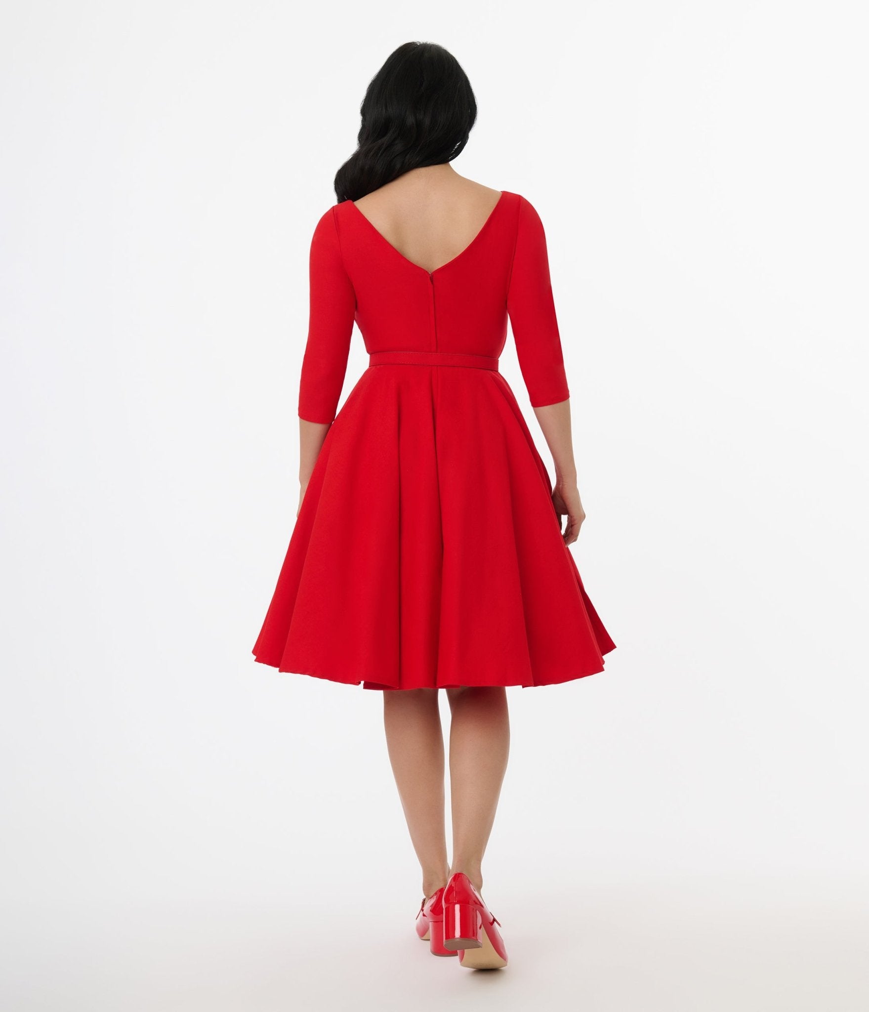 Unique Vintage 1950s Bright Red Devon Swing Dress