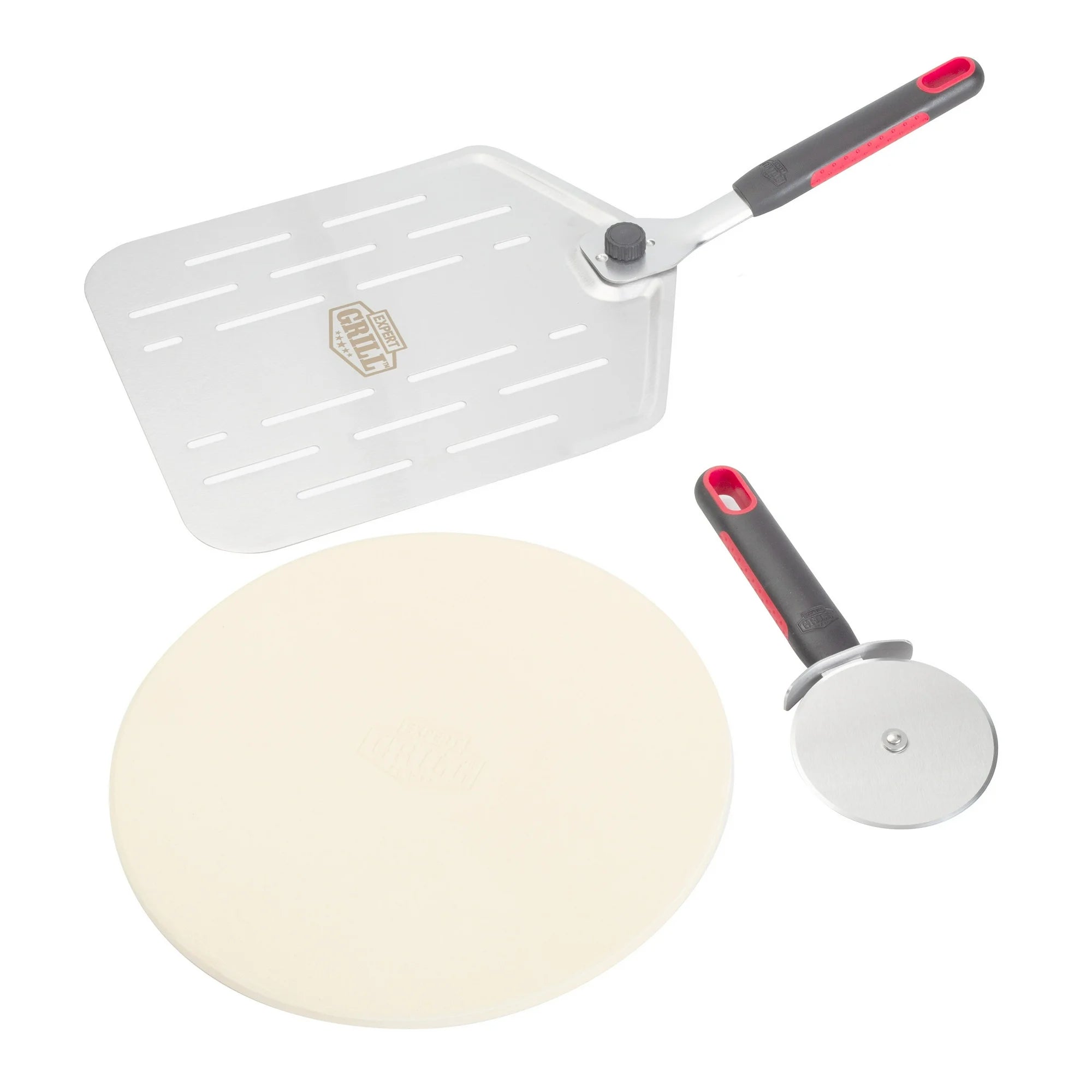 Expert Grill 12 Round Cordierite Pizza Stone Set with Peel and Cutter, 3-Piece