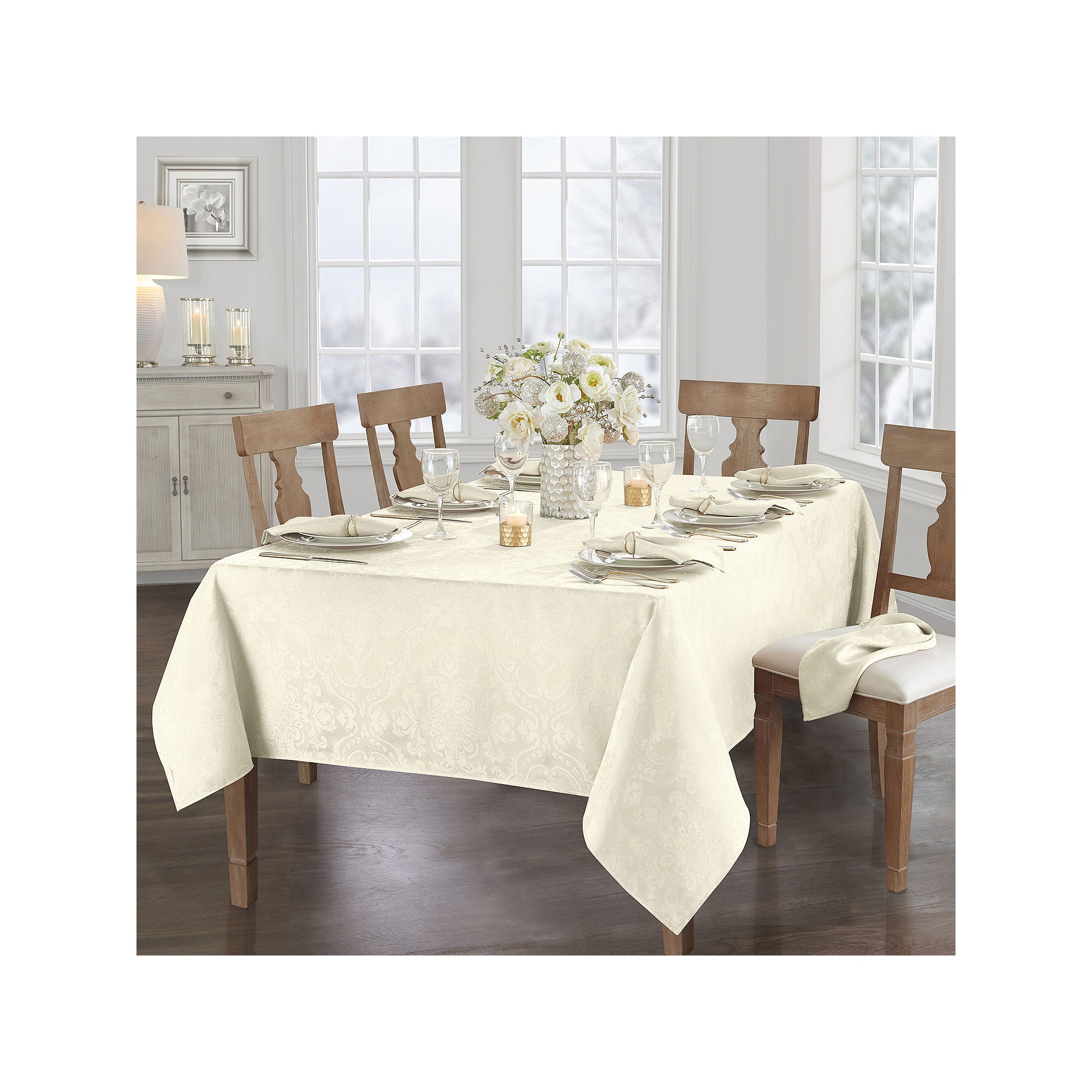 Elrene Home Fashions Caiden Elegance Tablecloth - IVORY ONE SIZE