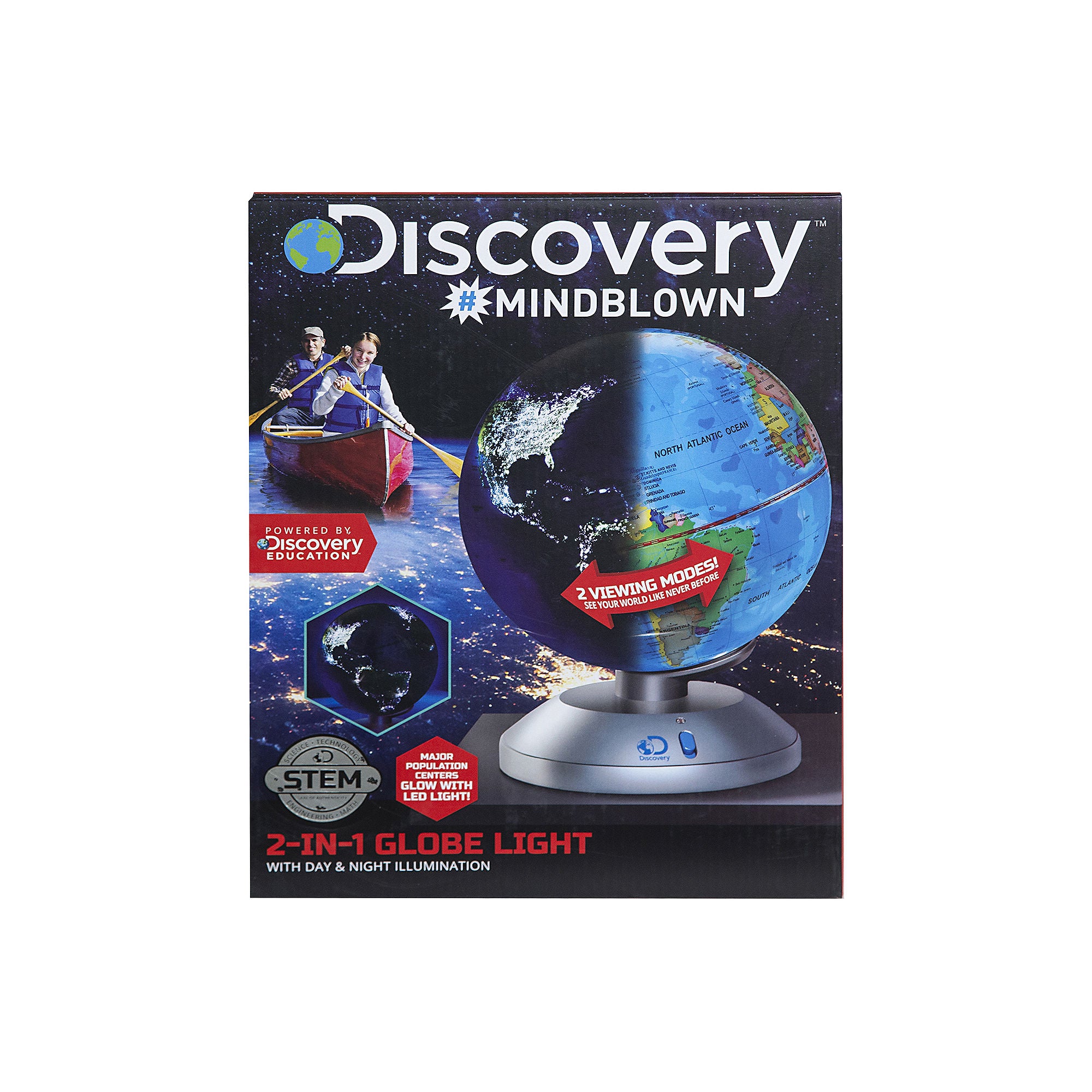 Discovery #Mindblown 1006825 Kids 2-in-1 World Globe LED Lamp W/Day & Night Modes