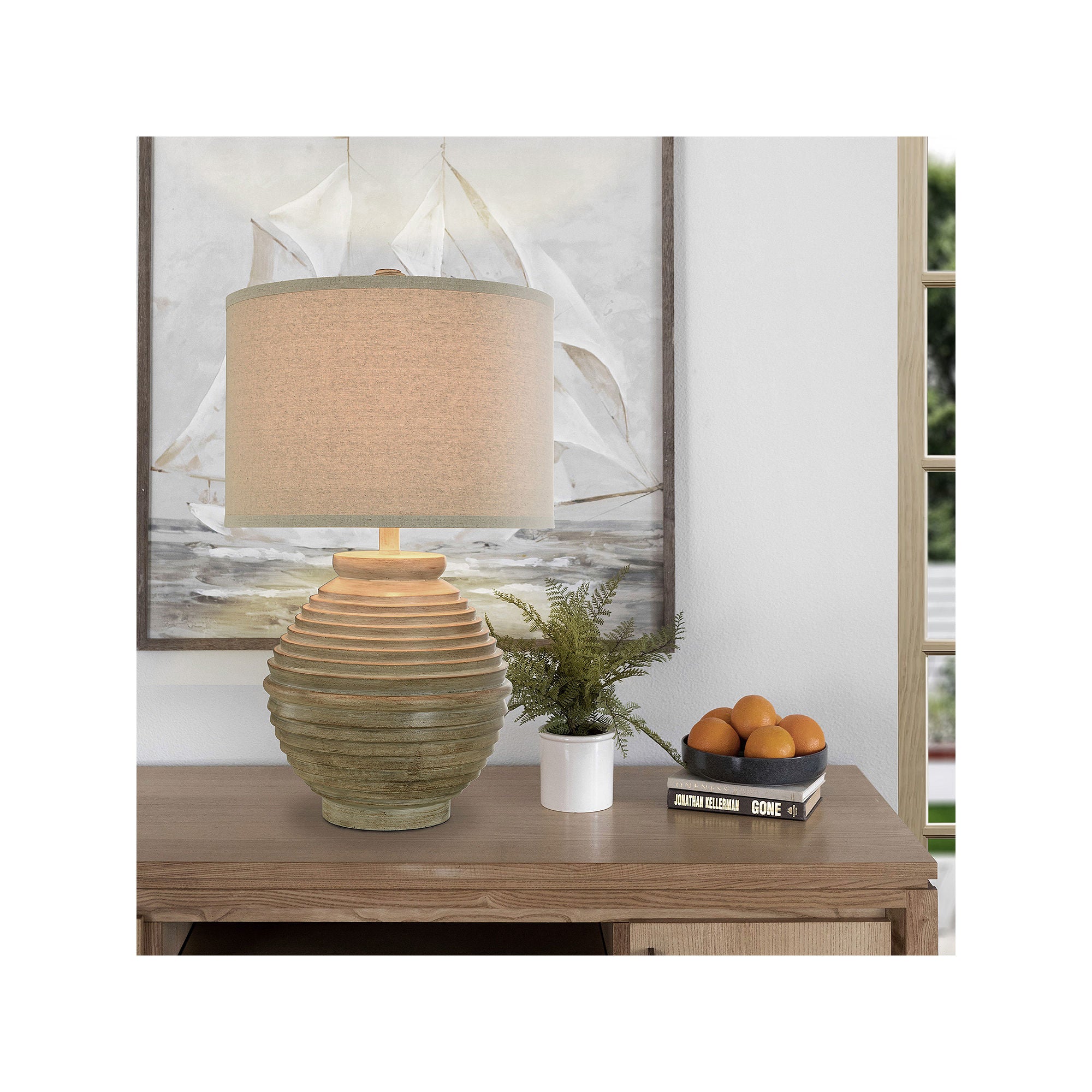 Collective Design By Stylecraft Round Stacked Wood Table Lamp TL211519JCADS - MEDIUM WOOD TONE ONE SIZE