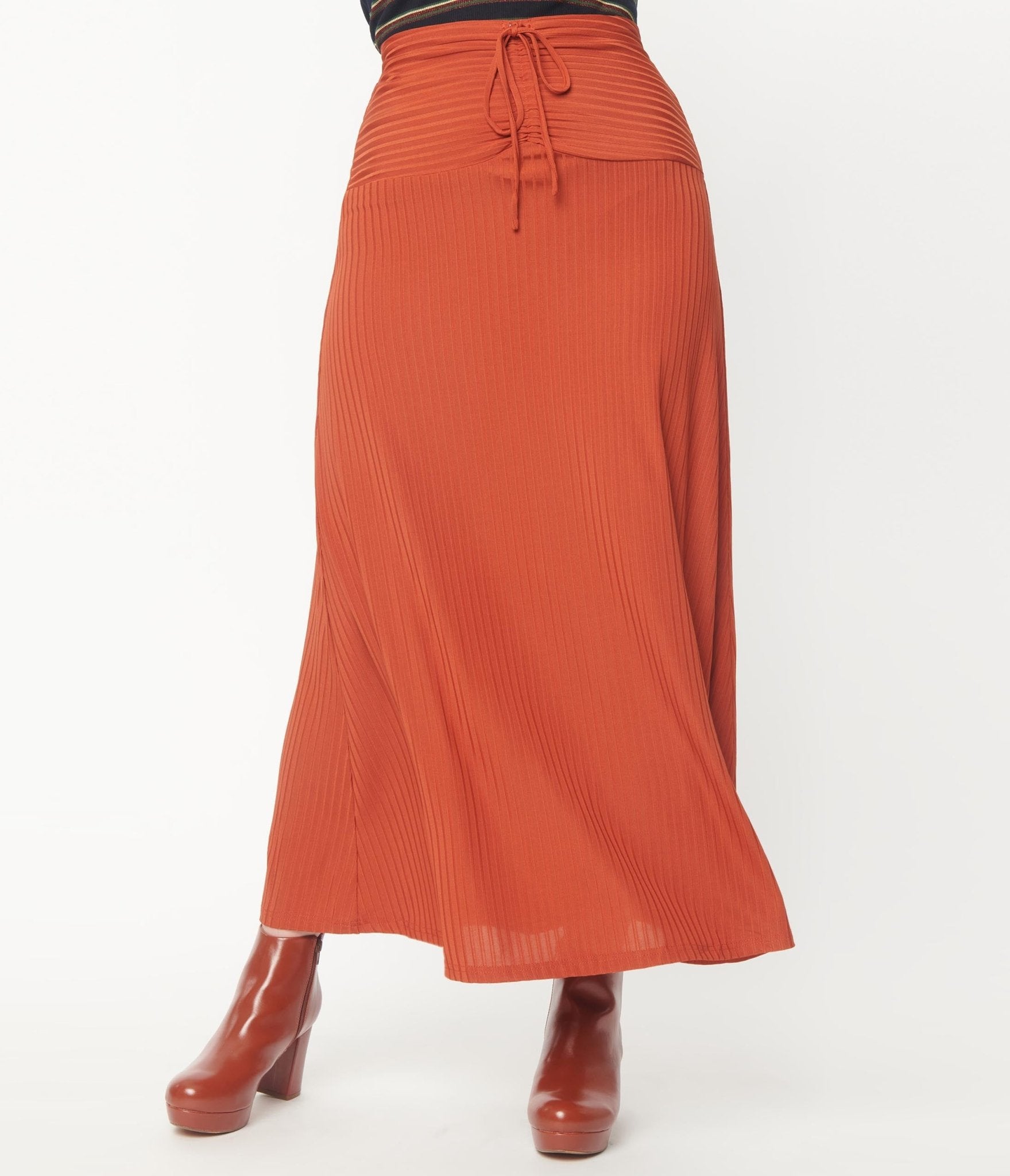 Rust Rib Knit Maxi Skirt