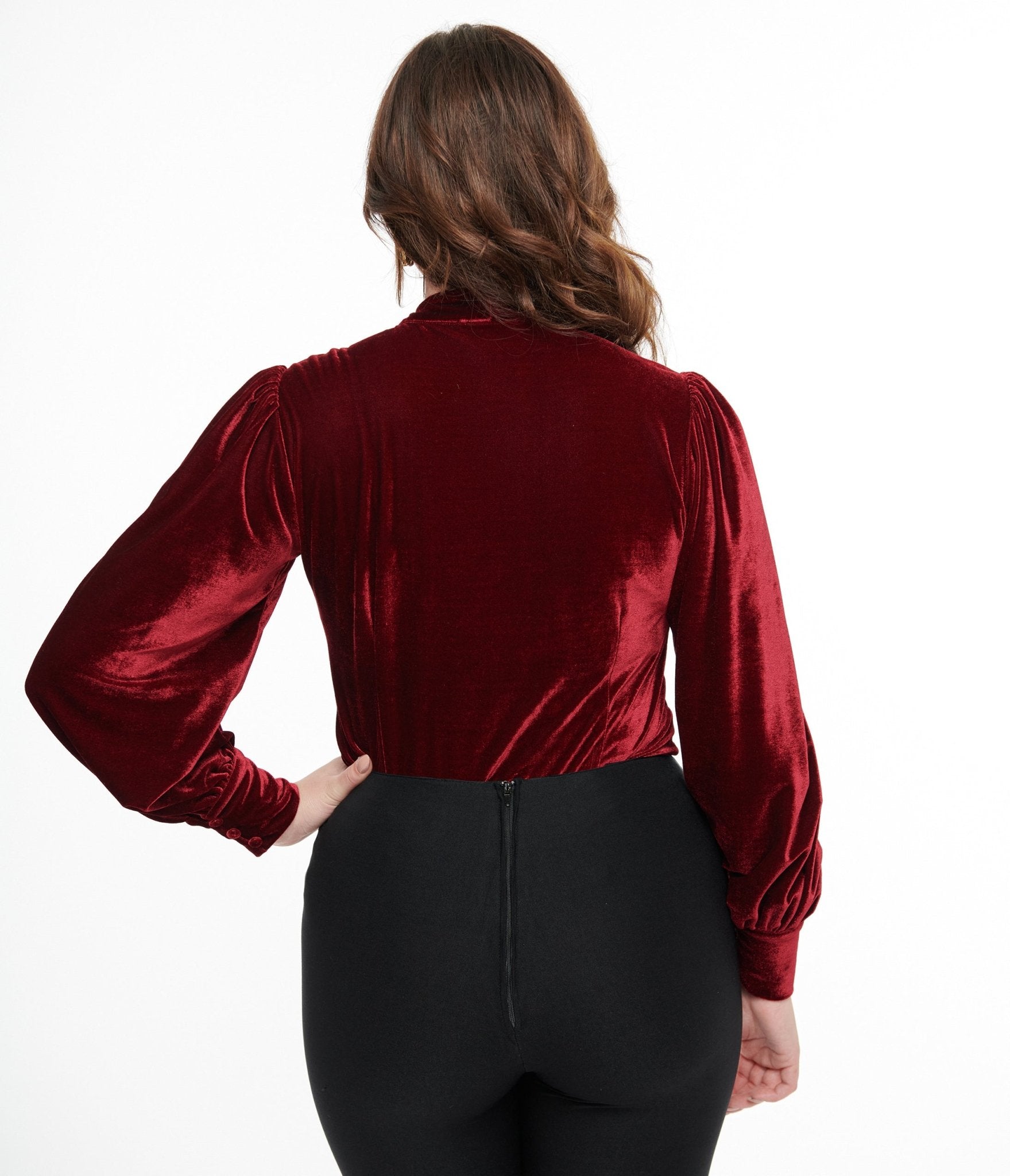 Unique Vintage 1950s Merlot Velvet Gwen Blouse