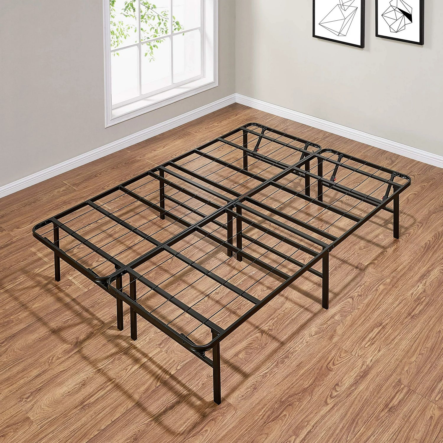 Mainstays MS2601008904 14 High Profile Foldable Steel Full Platform Bed Frame, Black