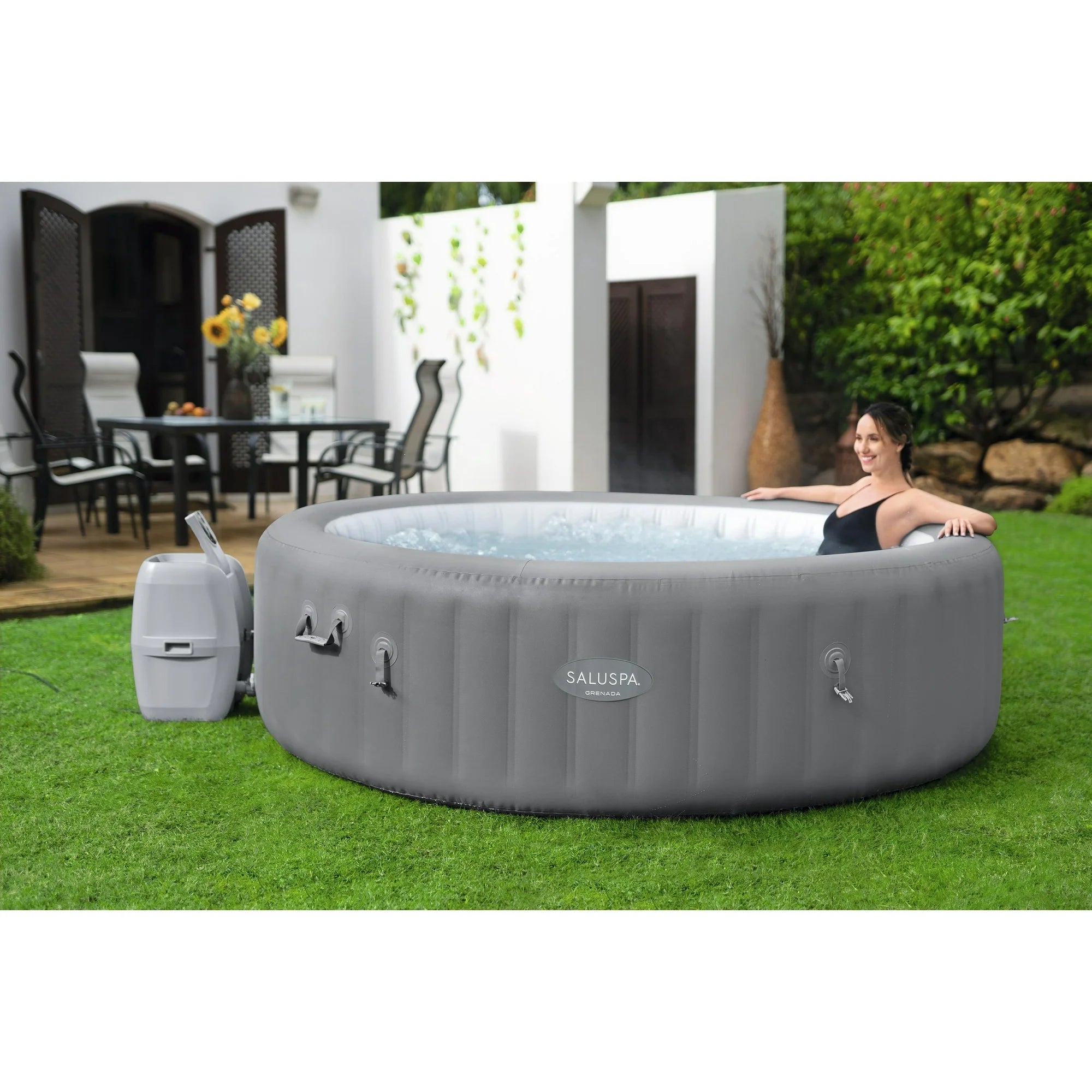 SaluSpa 60244E Grenada AirJet Inflatable Circle Hot Tub Spa 6-8 Person with Pump