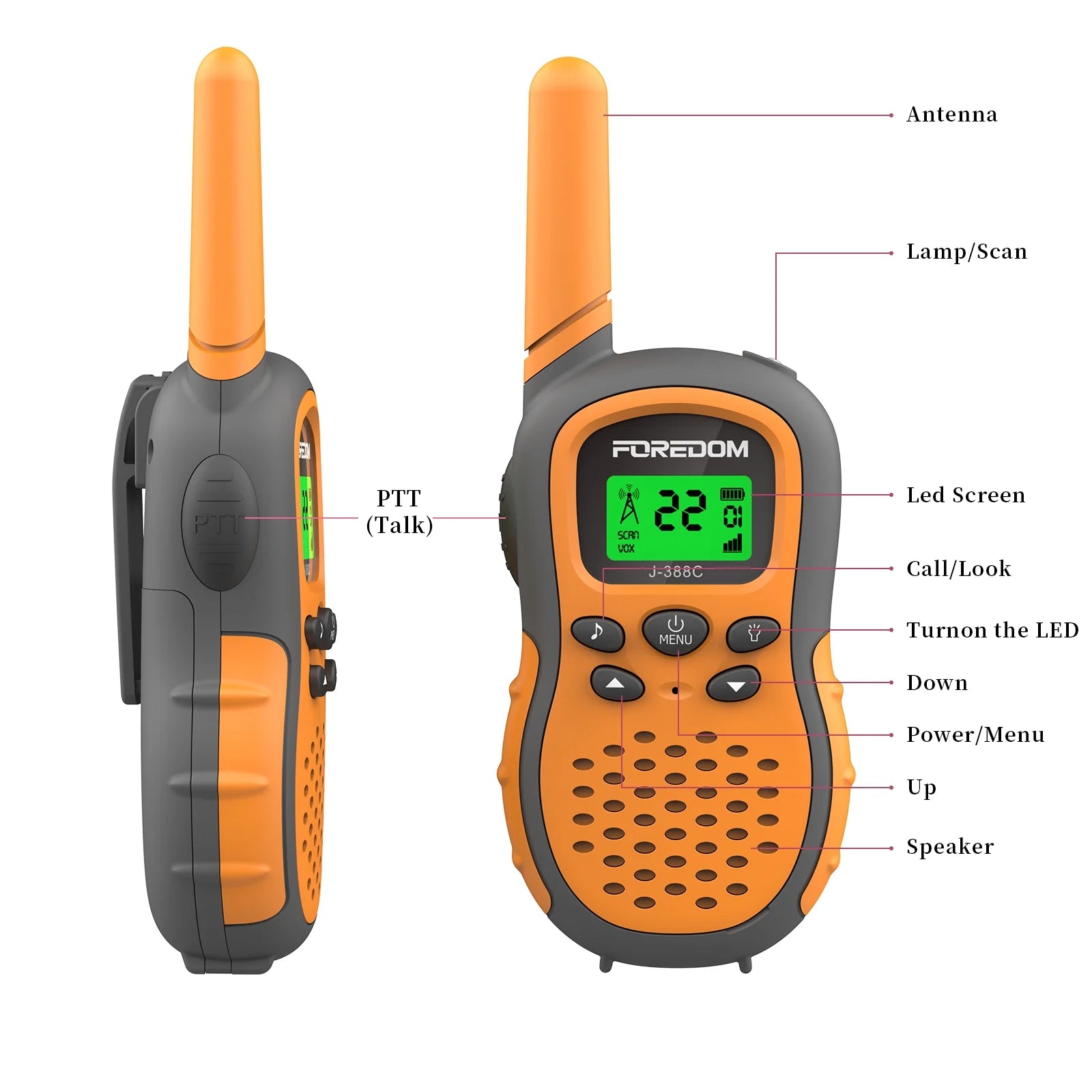 FOREDOM TK2X4142-B J388C Kids Walkie Talkies for Boys & Girls, Long Range