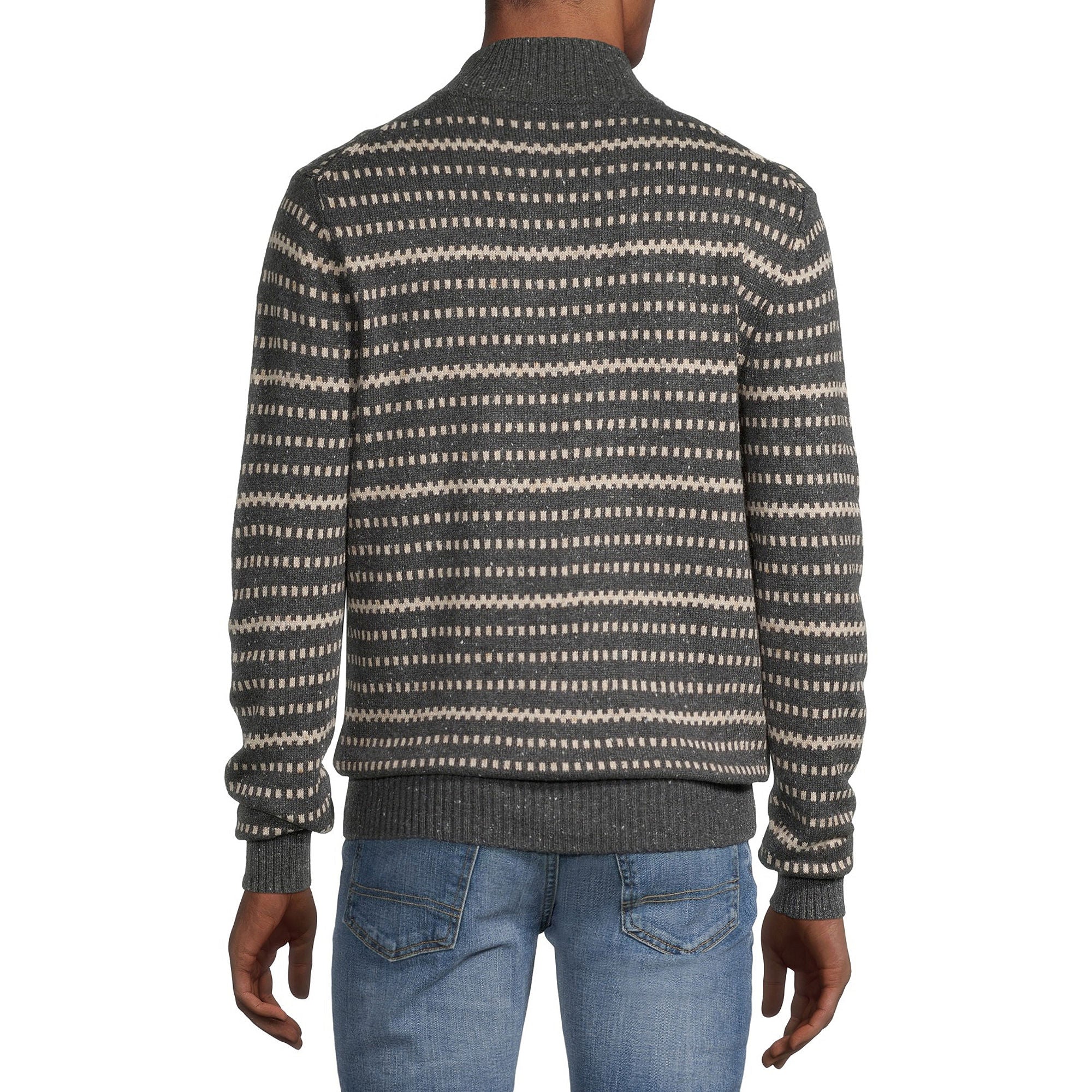 St. John`S Bay St. John's Bay Mens Mock Neck Long Sleeve Pullover Sweater - CHARCOAL STRIPE MEDIUM