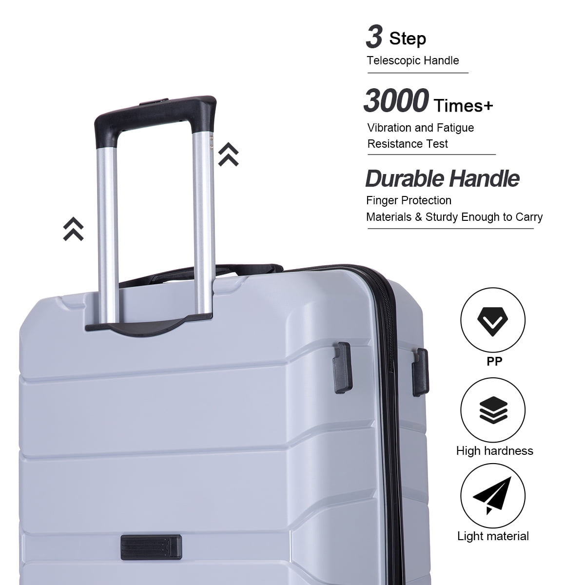 Travelhouse T603101S-2 Hardside Luggage 3 Piece Set Hardshell Lightweight Suitcase with TSA Lock Spinner Wheels (Sliver)