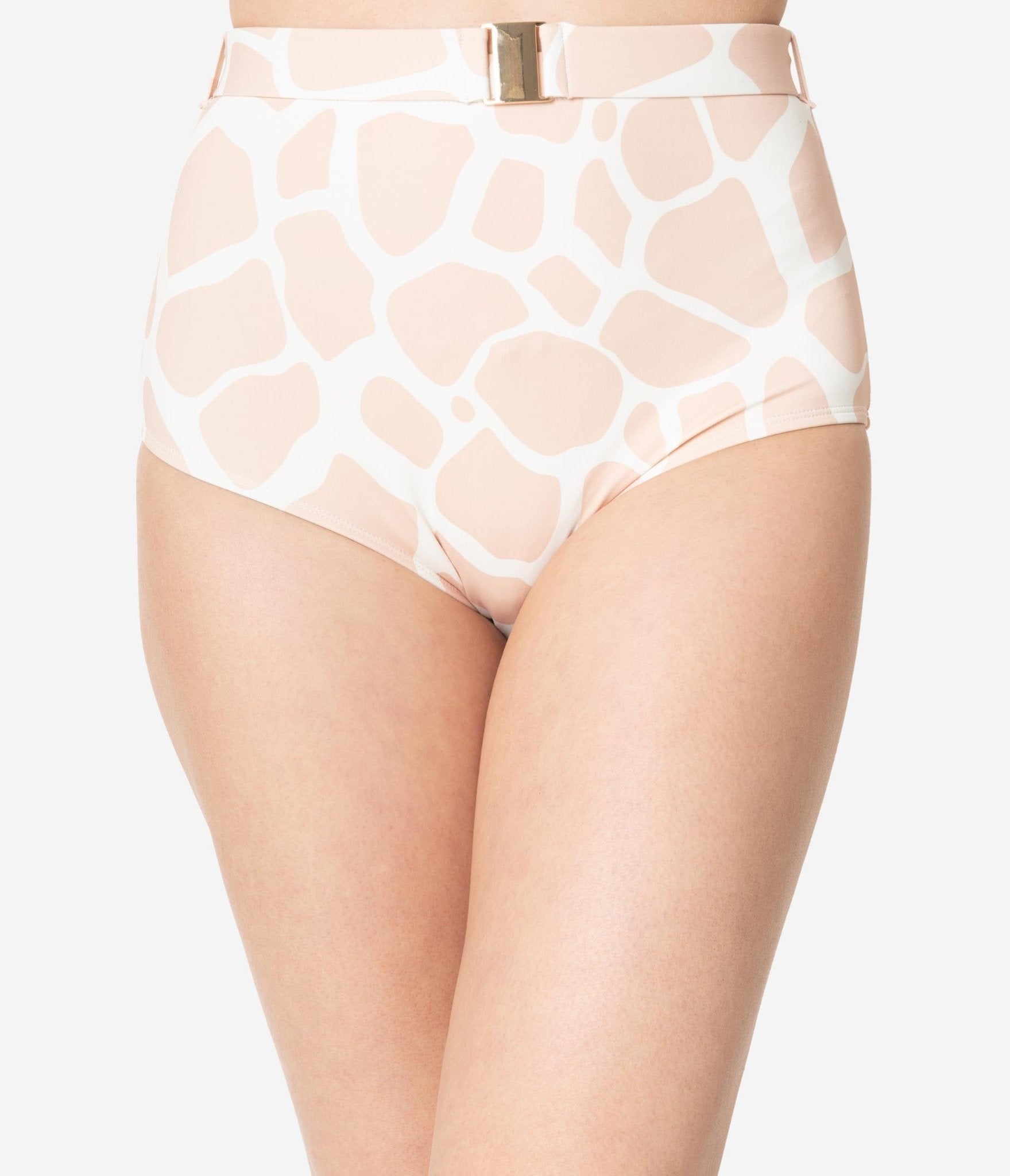 Kingdom & State 1970s Beige & White Giraffe Print Swim Bottoms