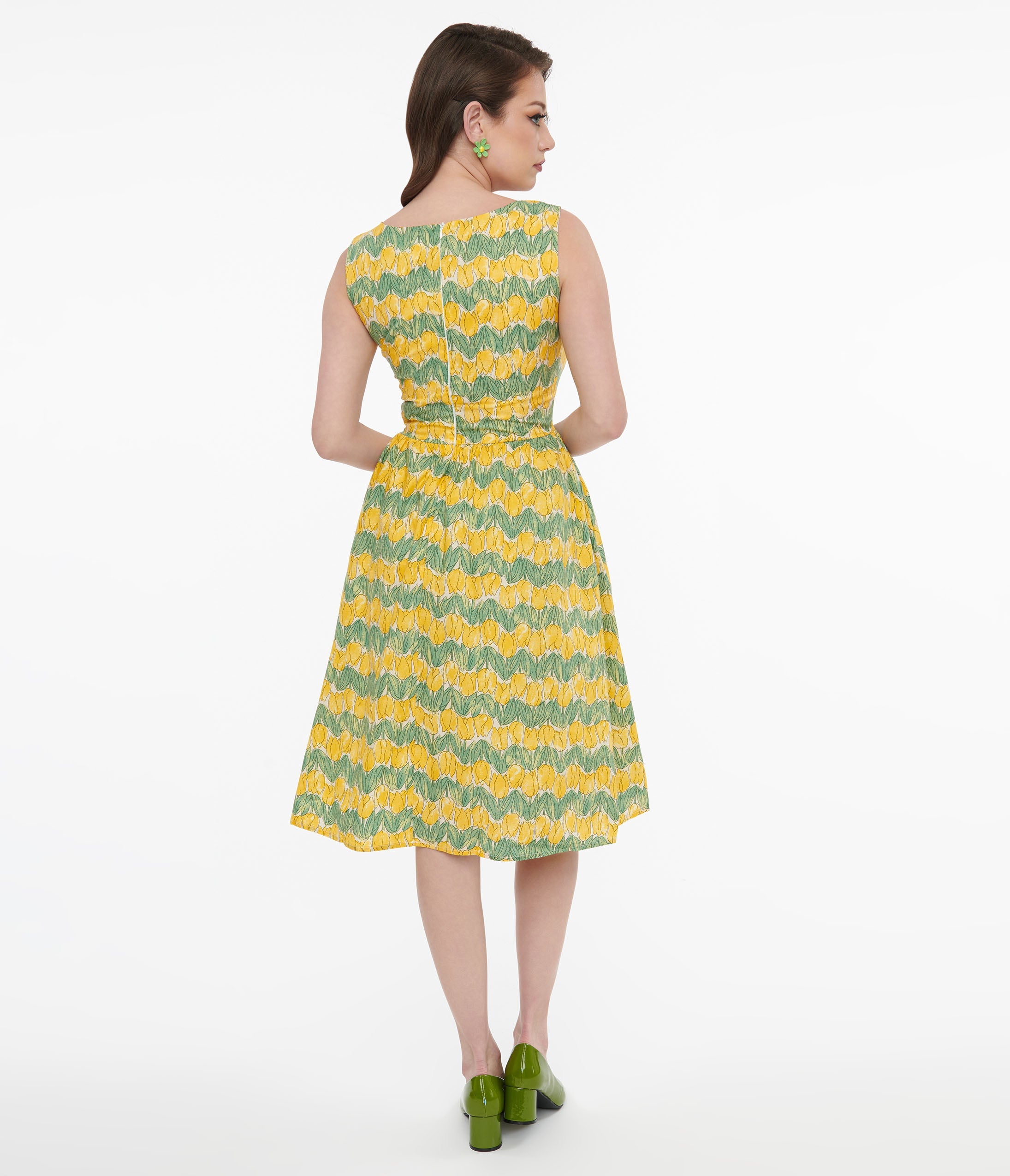 1950s Yellow Tulip Fit & Flare Dress