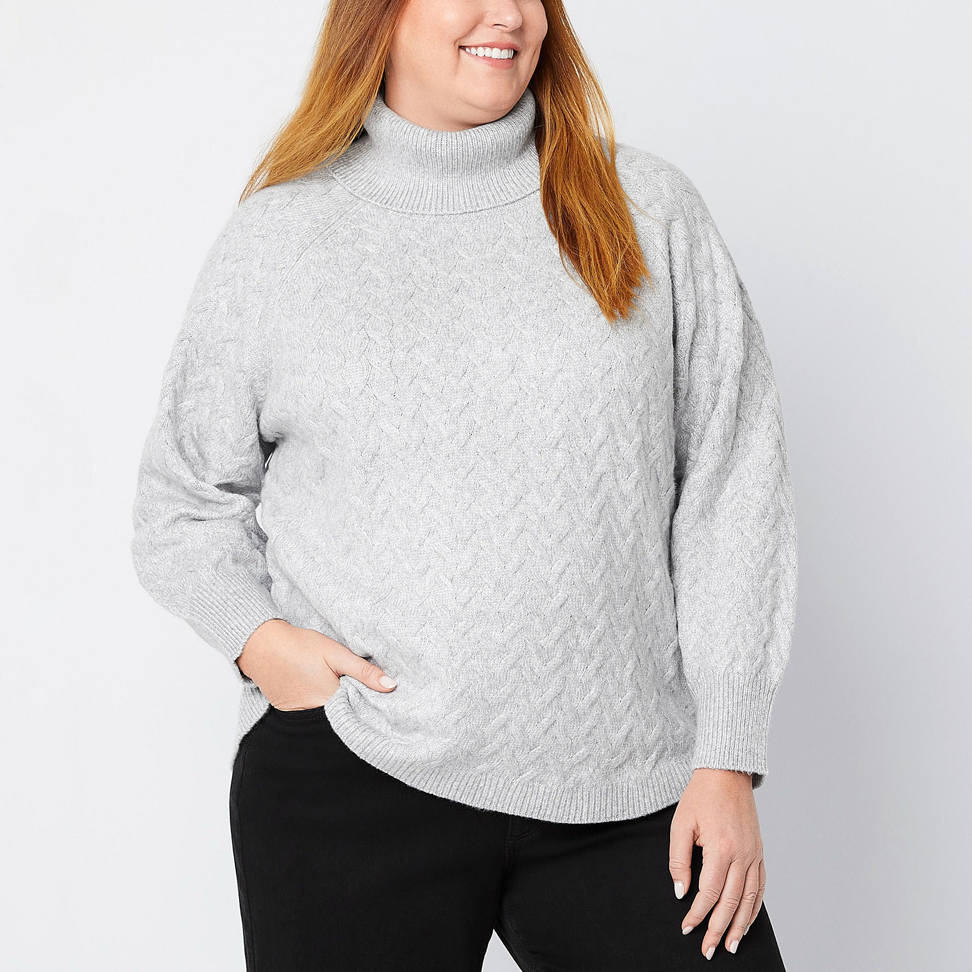 St. John's Bay Plus Womens Hooded Sweater, 3X, Lt Heather Gray - Machine Wash