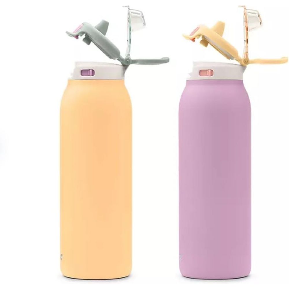 Ello 464-3202-202 Pop & Fill 32oz. 2-Pack Stainless Steel Water Bottle, Tangerine/Plum