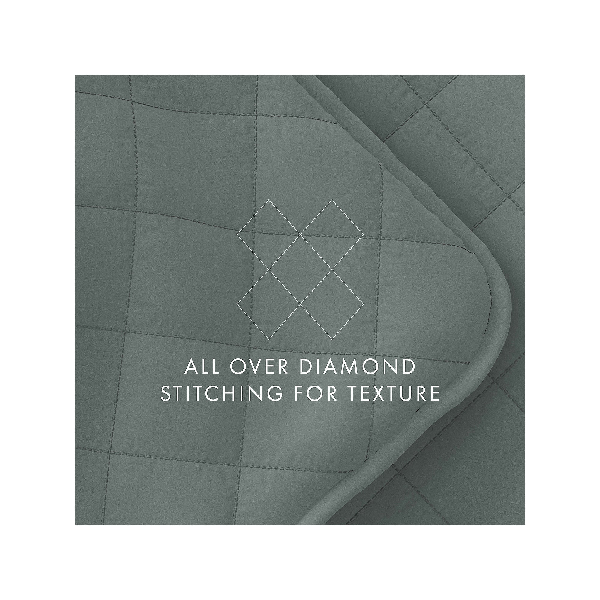 Casual Comfort Diamond Stitch Quilt Set - Eucalyptus