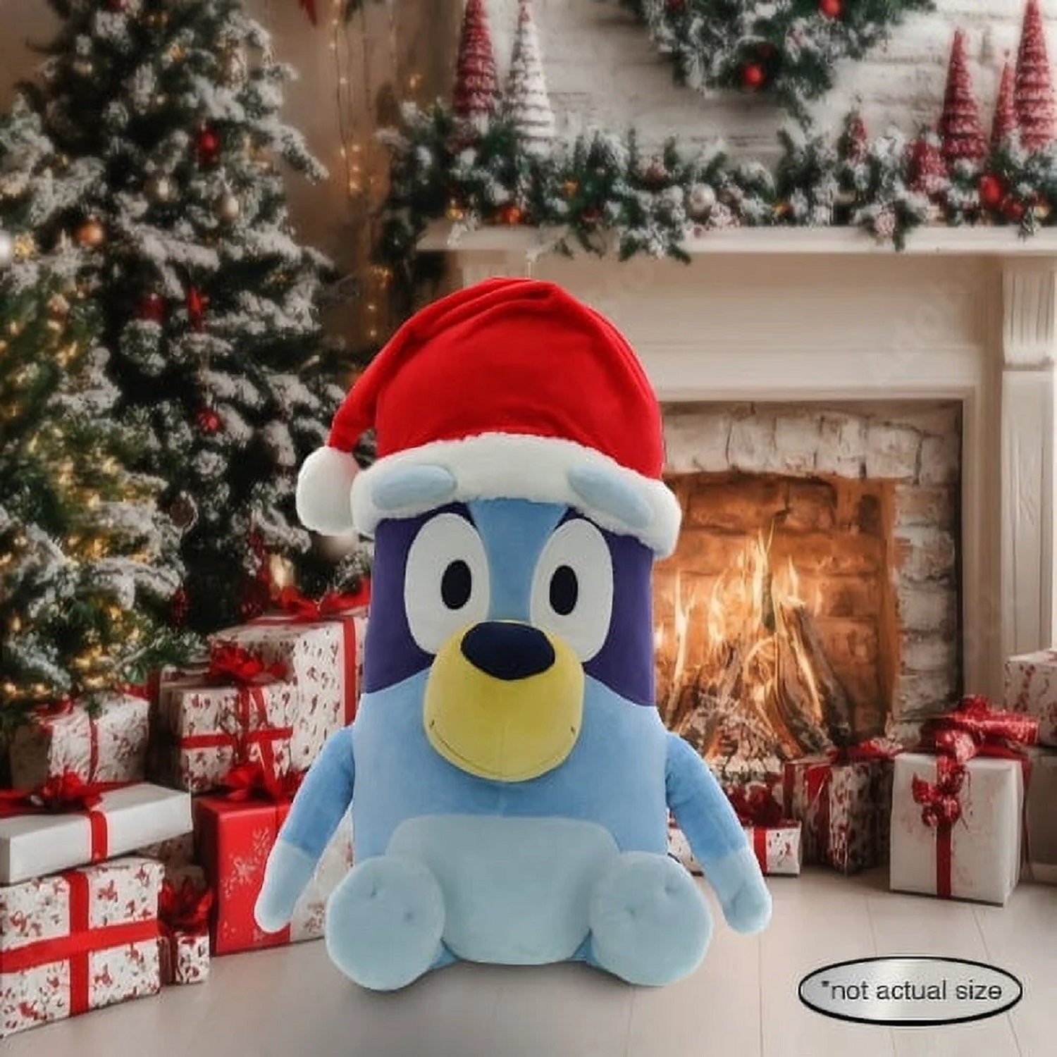 Dandee International LLC Bluey 2ft Jumbo Plush with Santa Hat, Blue - Ages 3 and up